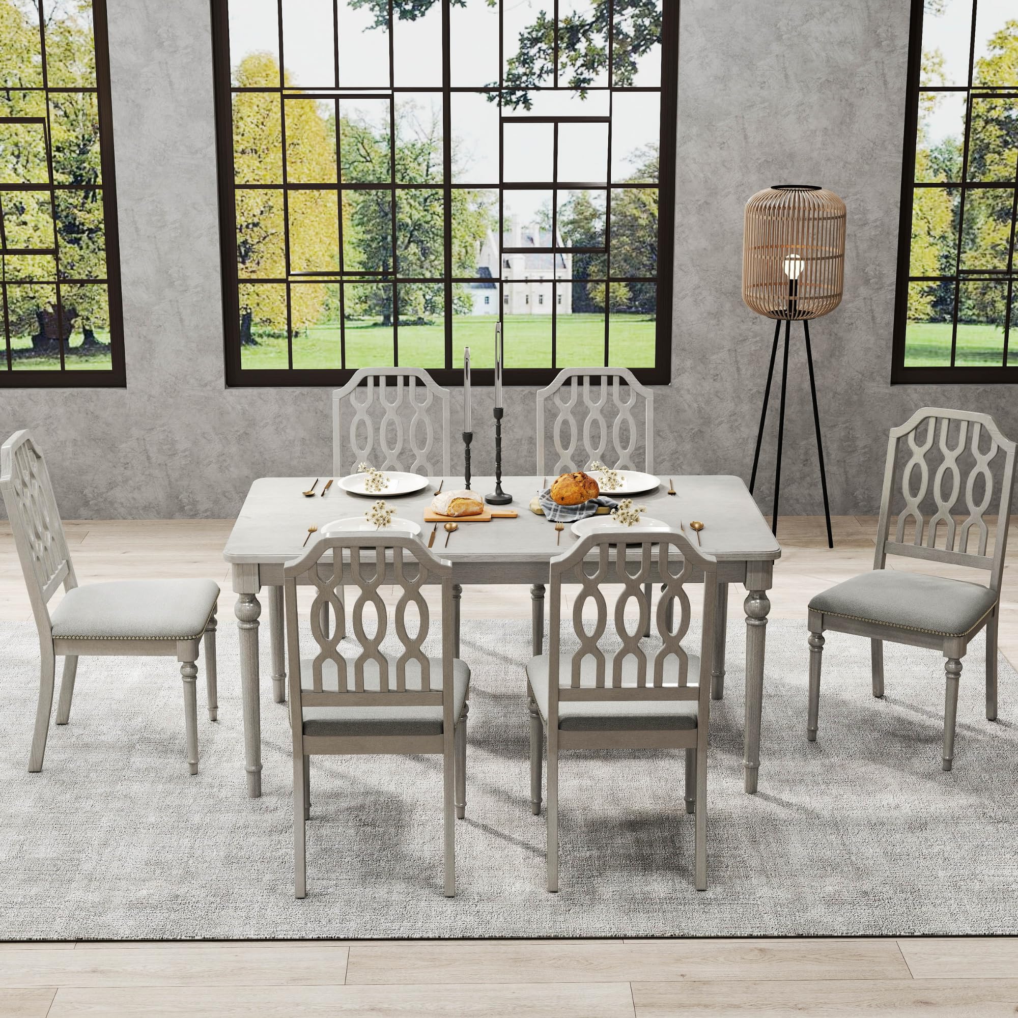 Kmax Farmhouse Rectangle Dining Chairs Set of 2 - 8171