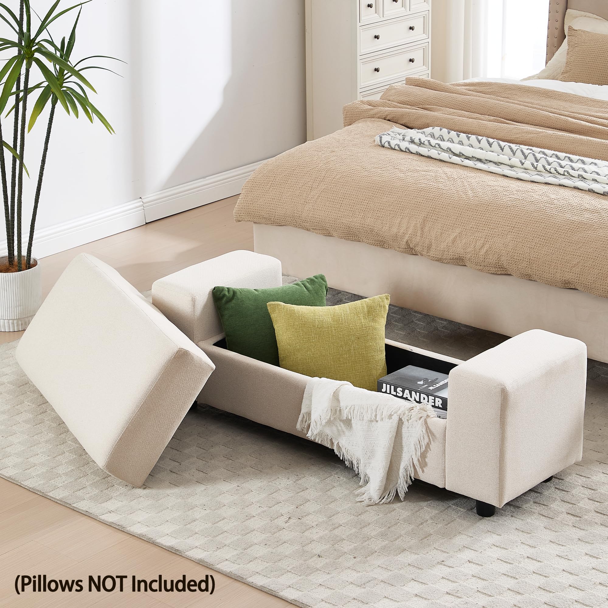 ROCITY 55" Upholstered Storage Bench for Entryway and Bedroom - 7060BH