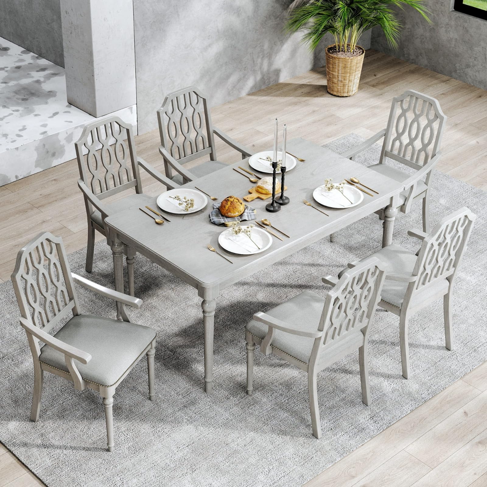 Janoray 63"W Rustic Solid Wood Dining Table - 3204DT