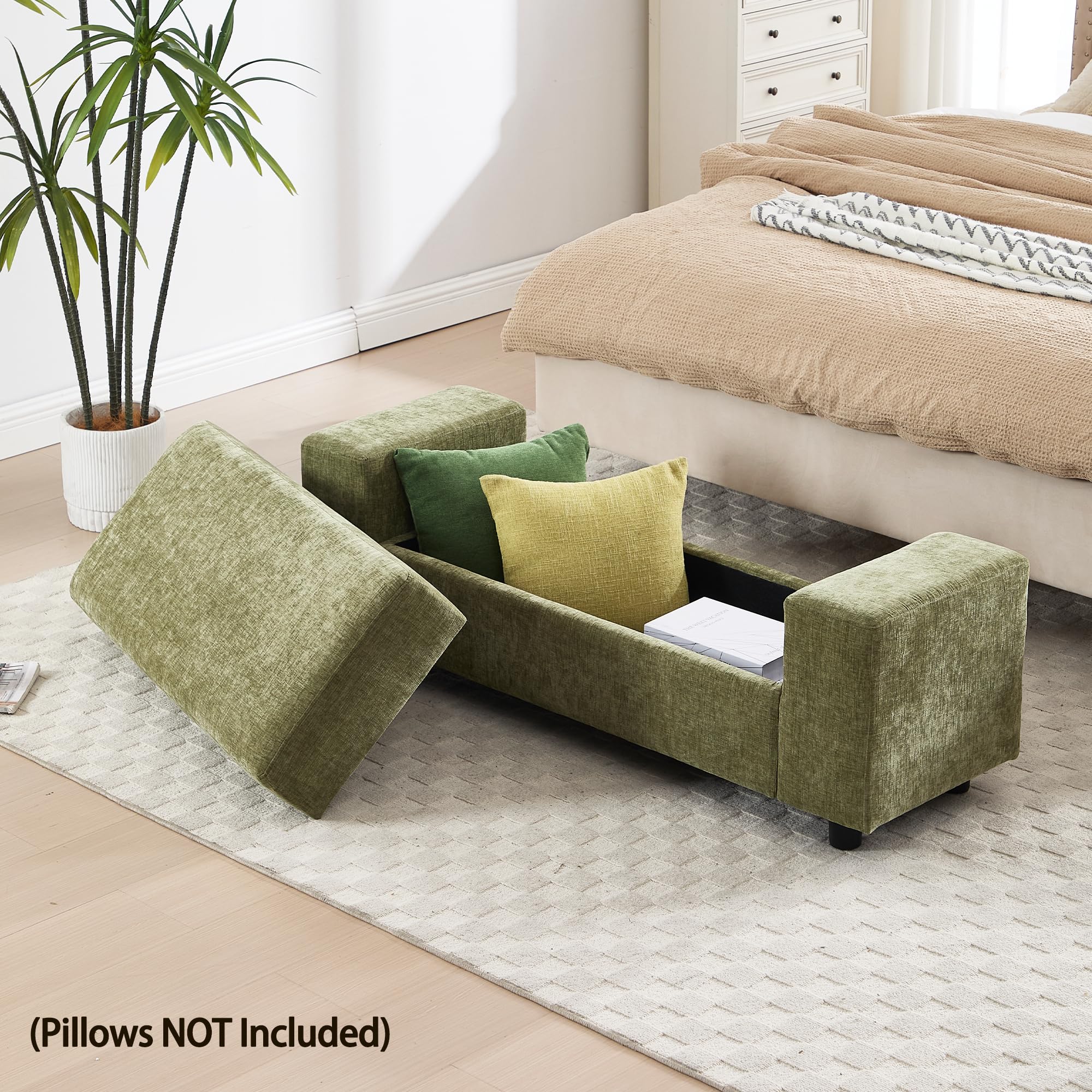 ROCITY 55" Upholstered Storage Bench for Entryway and Bedroom - 7060BH