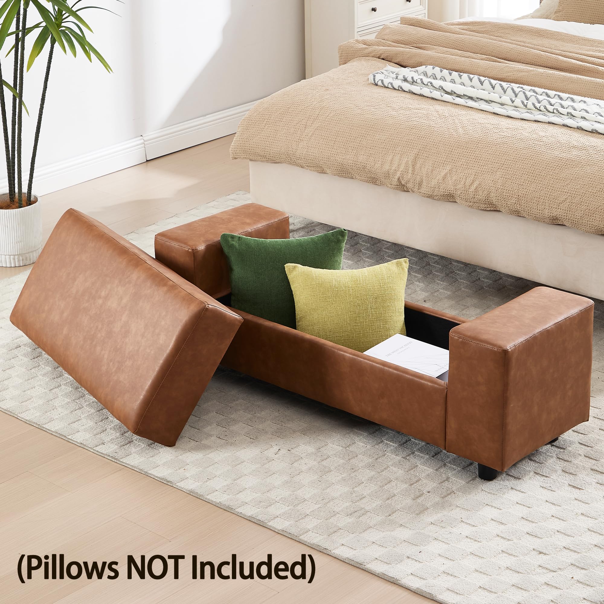 ROCITY 55" Upholstered Storage Bench for Entryway and Bedroom - 7060BH