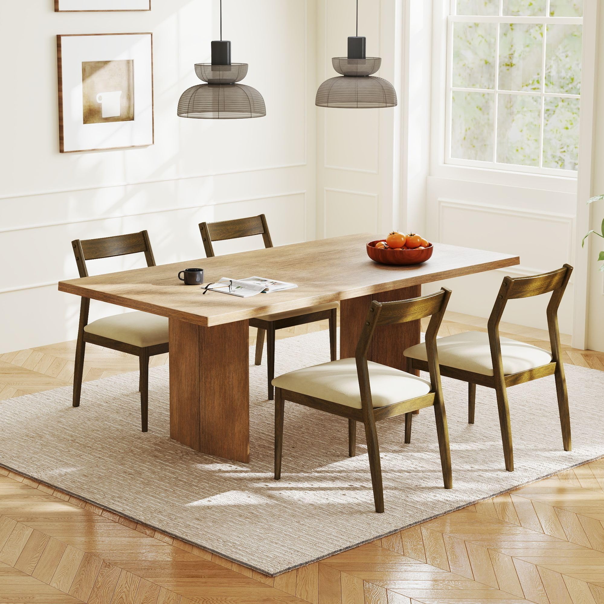 VESCASA Open Back Wooden Dining Chairs Set of 2 - 2313DC