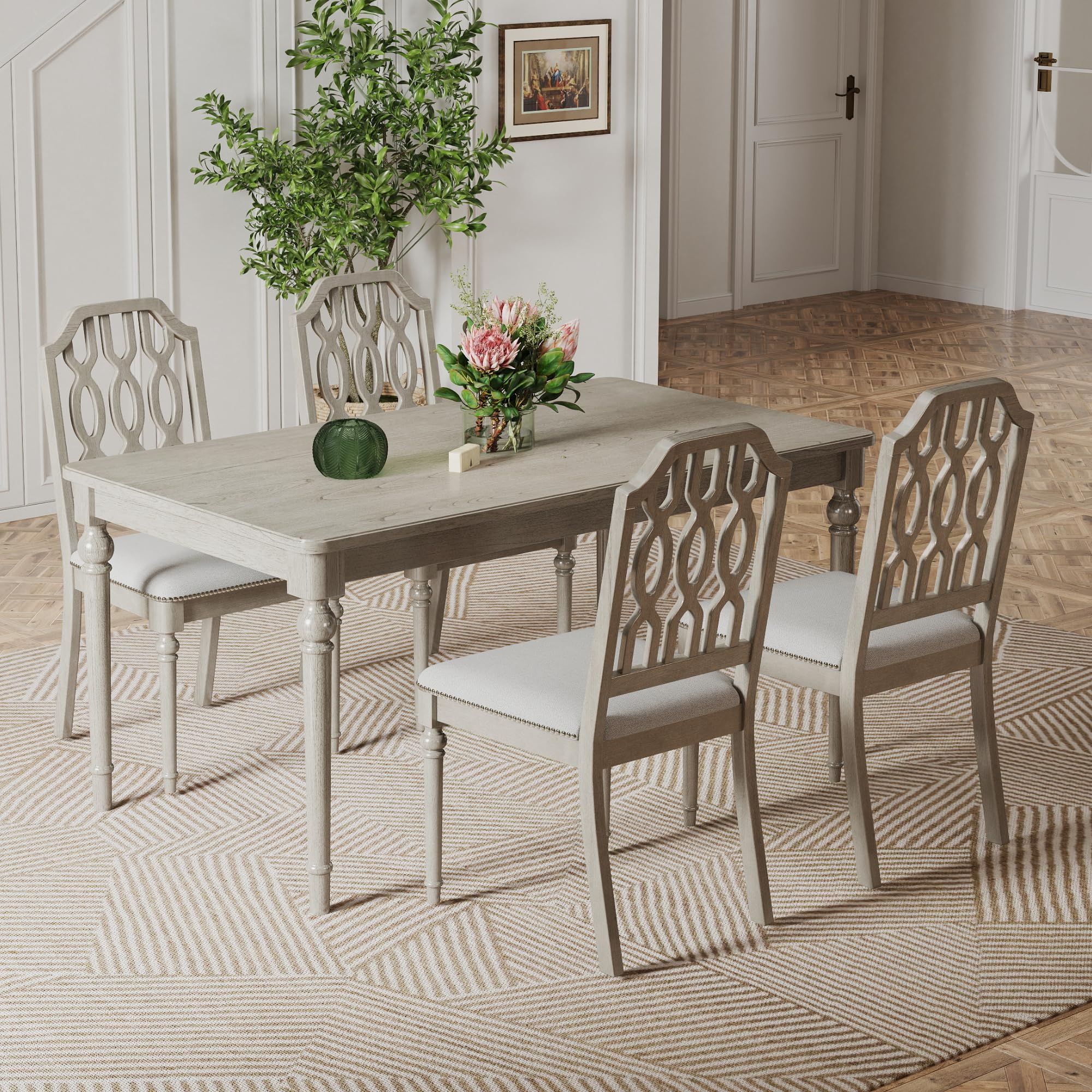 Kmax Farmhouse Rectangle Dining Chairs Set of 2 - 8171