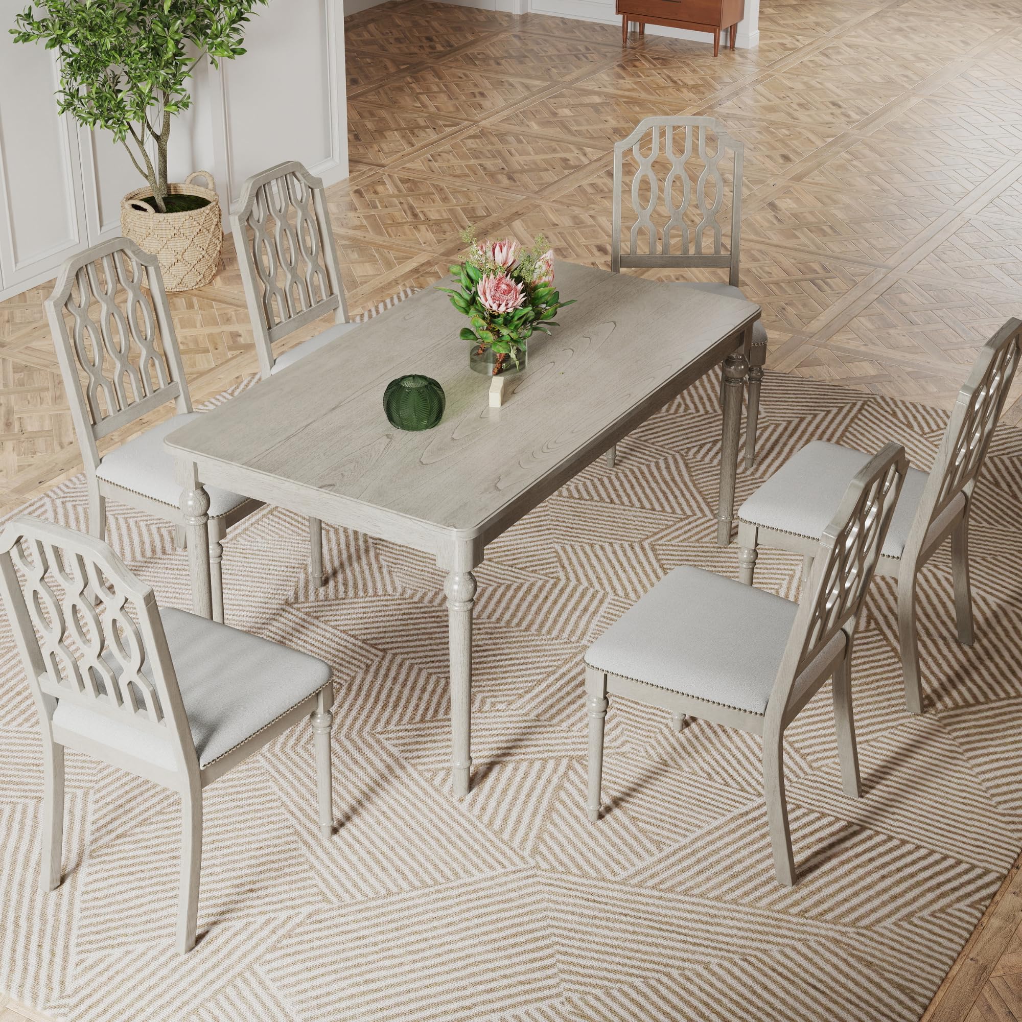 Kmax Farmhouse Rectangle Dining Chairs Set of 2 - 8171