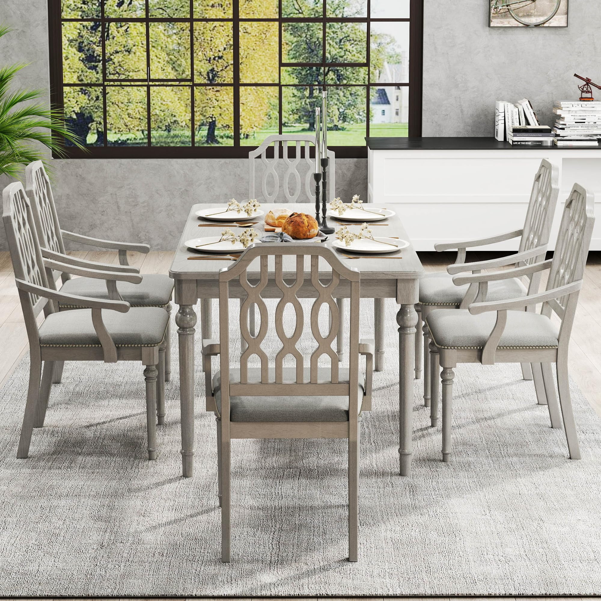 Kmax Farmhouse Rectangle Dining Chairs Set of 2 - 8171