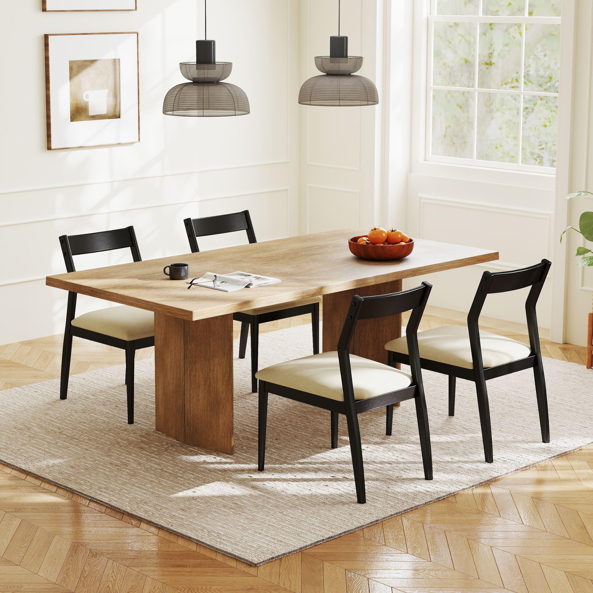 VESCASA Open Back Wooden Dining Chairs Set of 2 - 2313DC