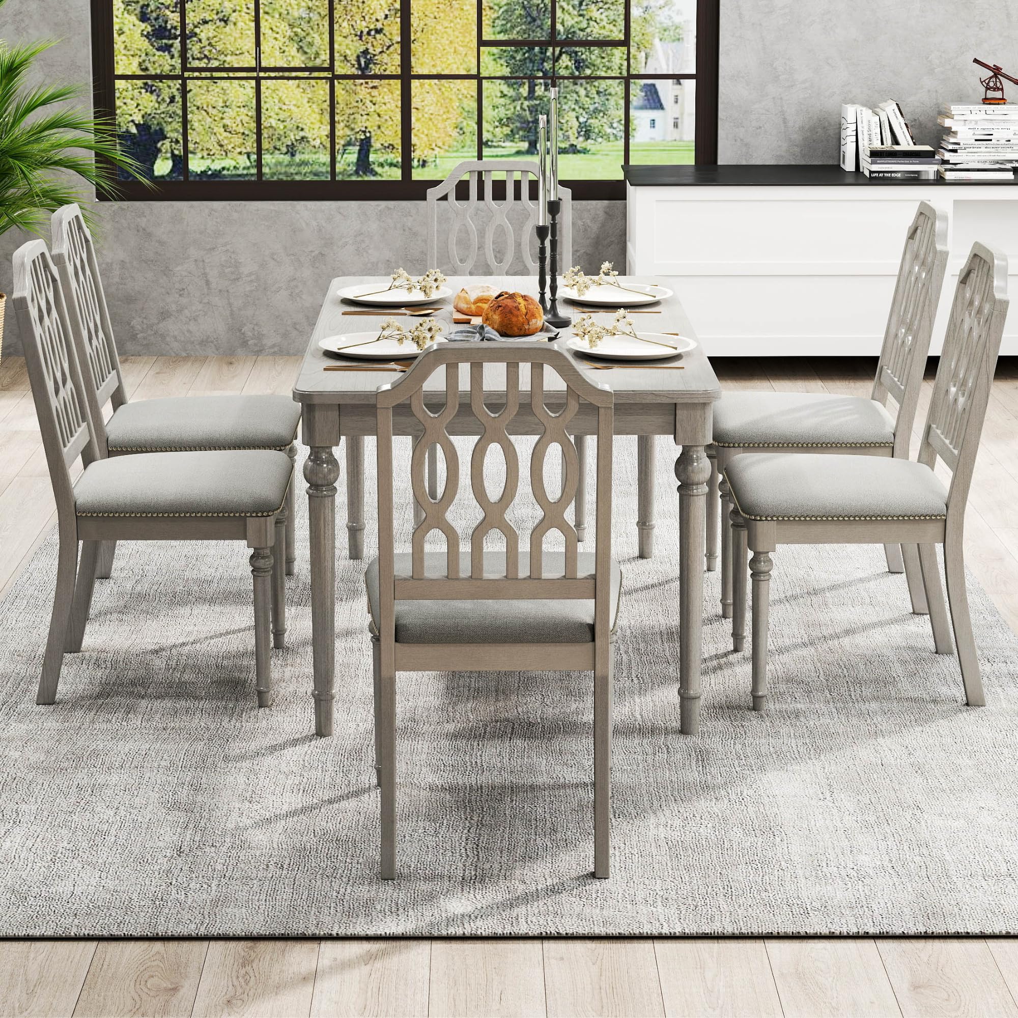 Kmax Farmhouse Rectangle Dining Chairs Set of 2 - 8171