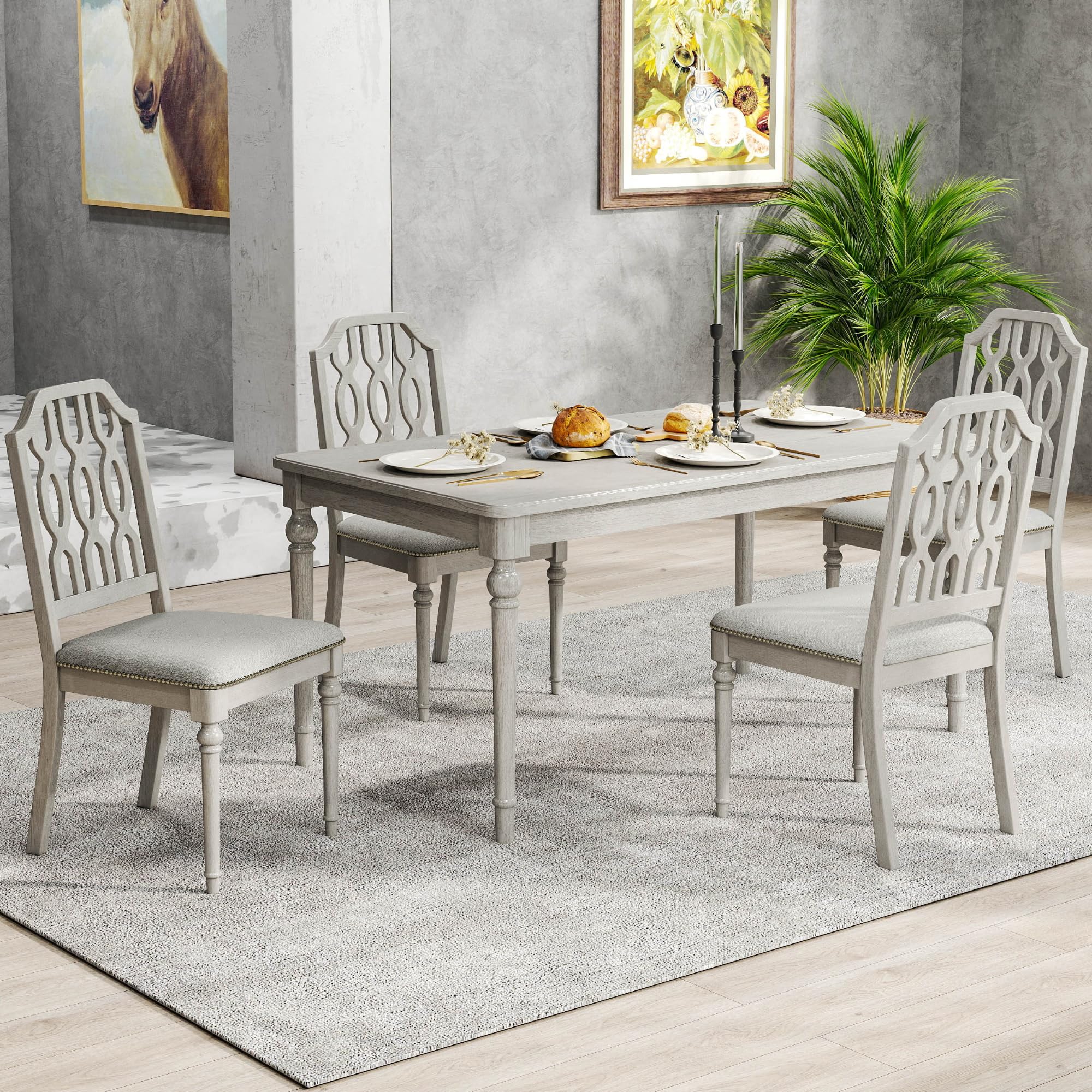 Kmax Farmhouse Rectangle Dining Chairs Set of 2 - 8171