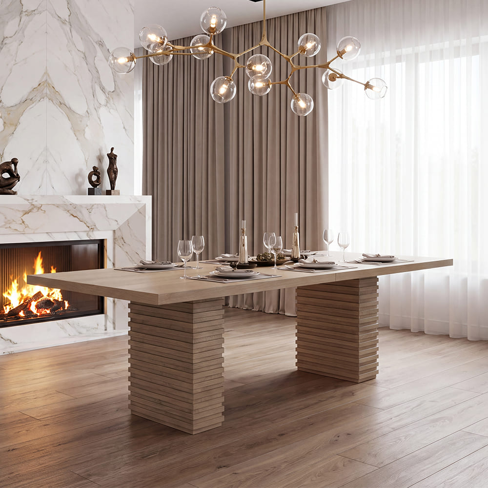 95" Dining Table with Double Pedestal Base