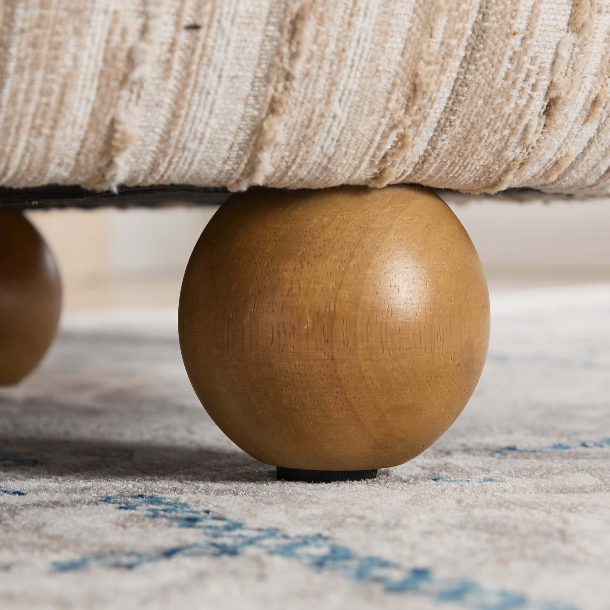 Ottoman Bench with Round Solid Wood Legs-2685BH