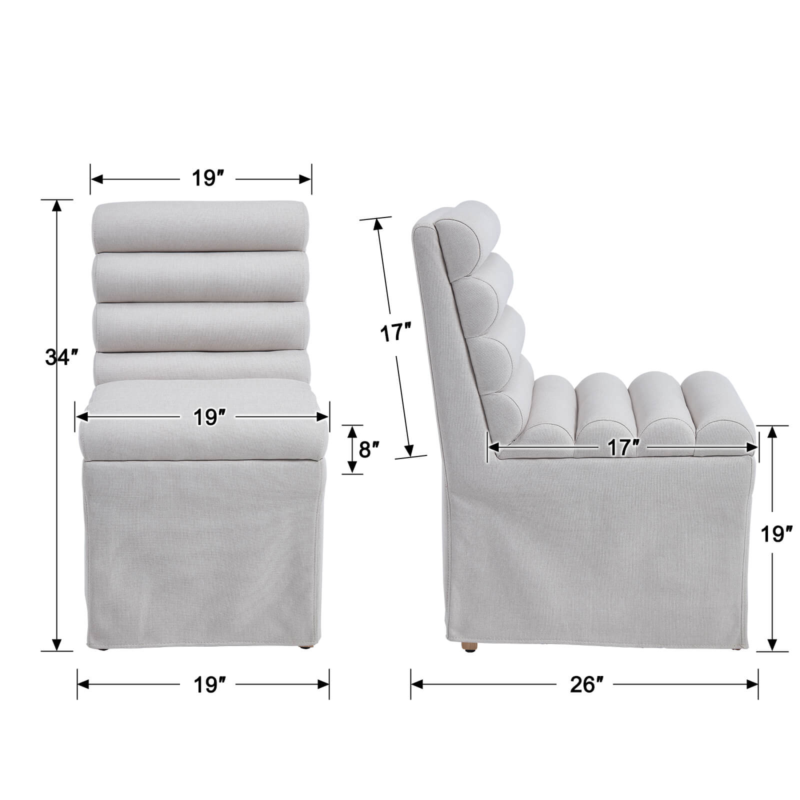 KMAX Parsons Dining Chairs Set of 2 with Cylindrical Cushion - 10127DC