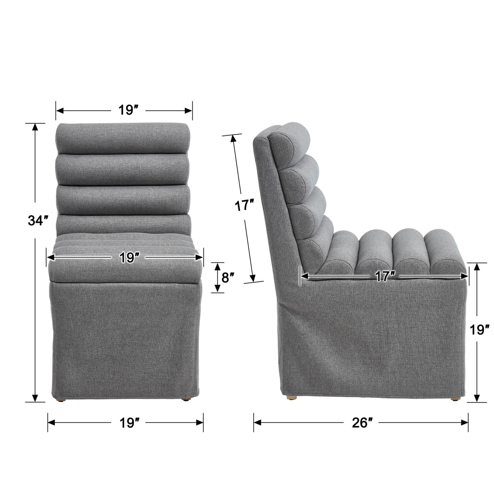 KMAX Parsons Dining Chairs Set of 2 with Cylindrical Cushion - 10127DC