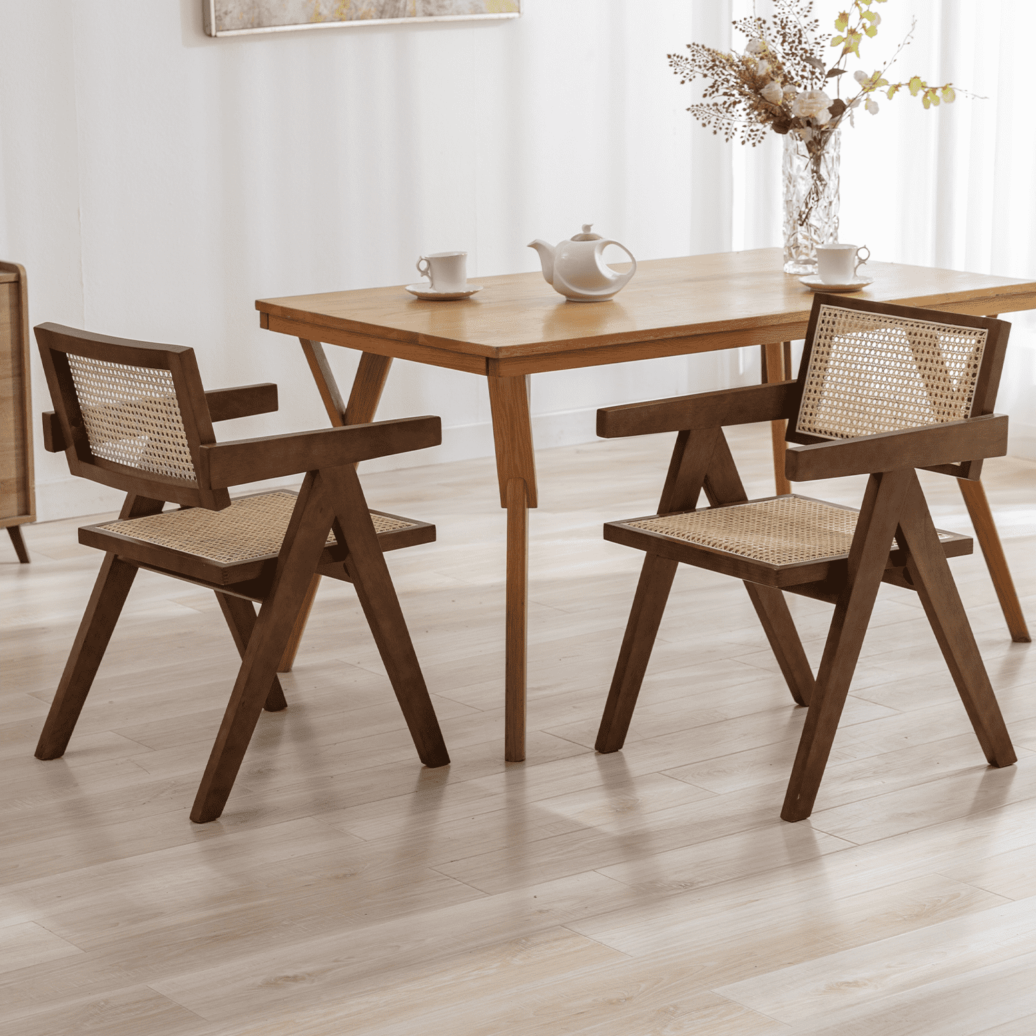 VESCASA Cane Back Dining Chairs Set of 2 - 1844DC