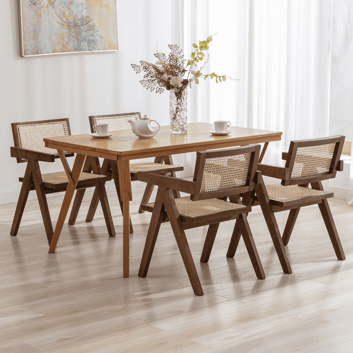 VESCASA Cane Back Dining Chairs Set of 2 - 1844DC