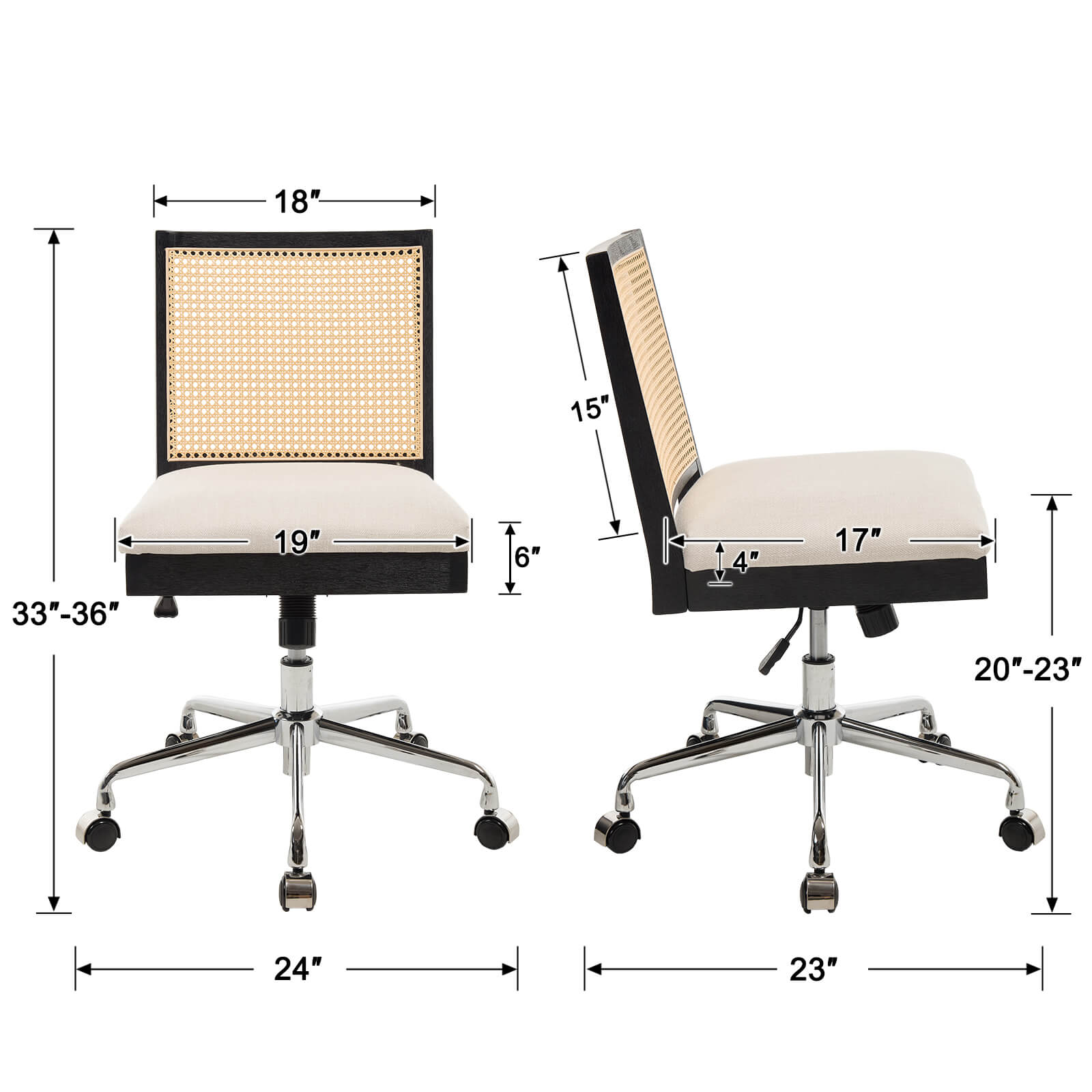 EALSON Rattan Back Adjustable Office Chair - 8069OC