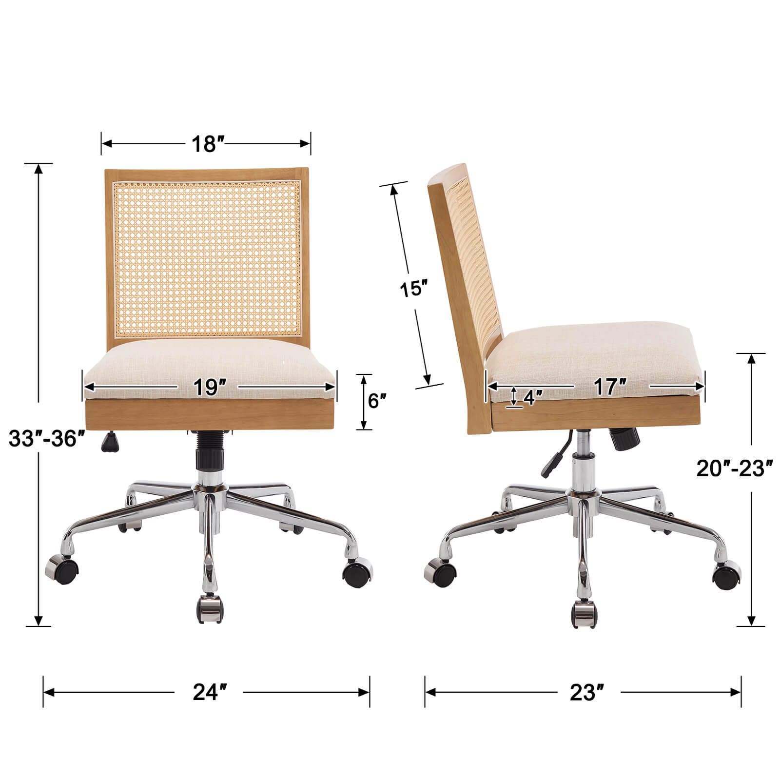 EALSON Rattan Back Adjustable Office Chair - 8069OC