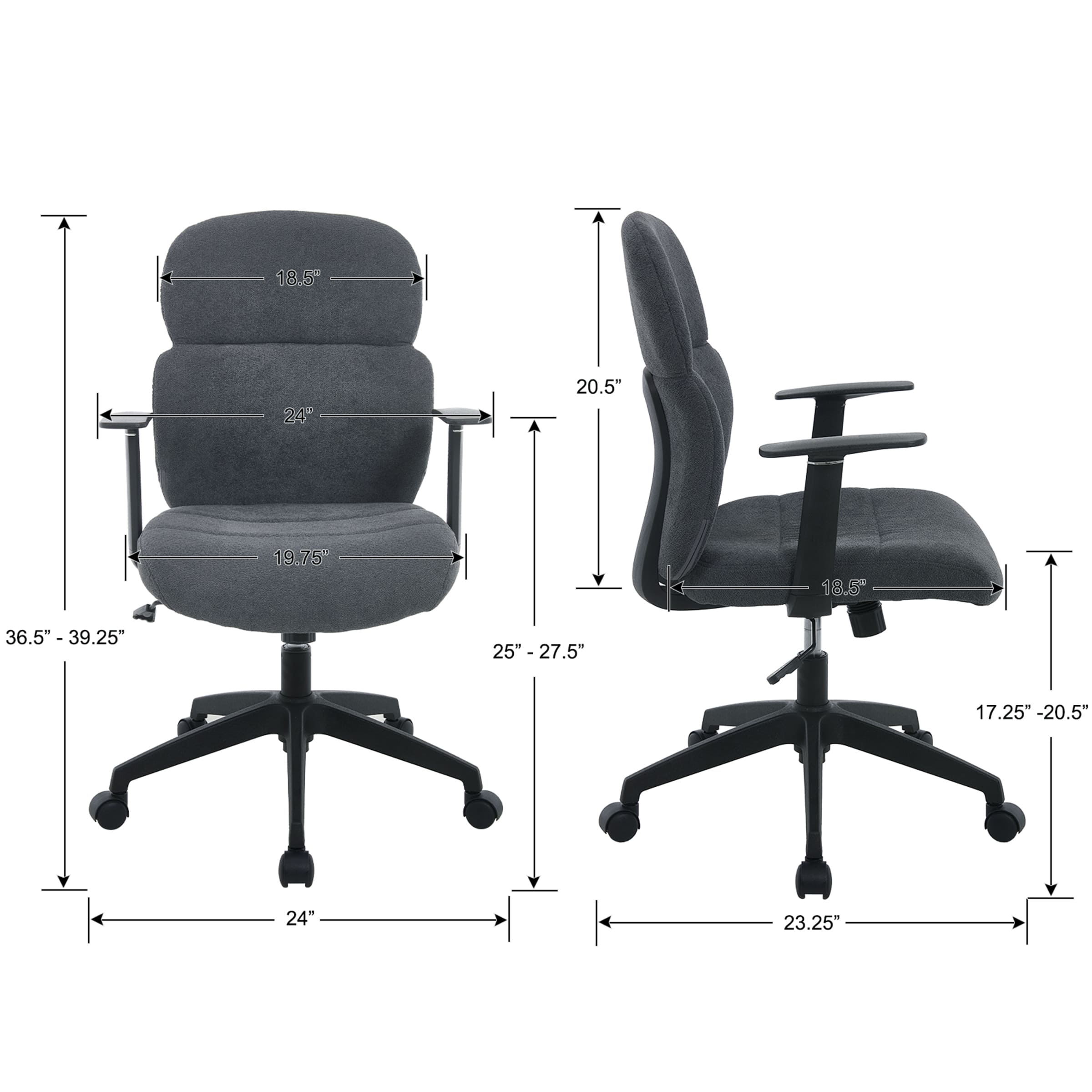 Kmax Adjustable Rolling Desk Chair with Armrest - X259OC