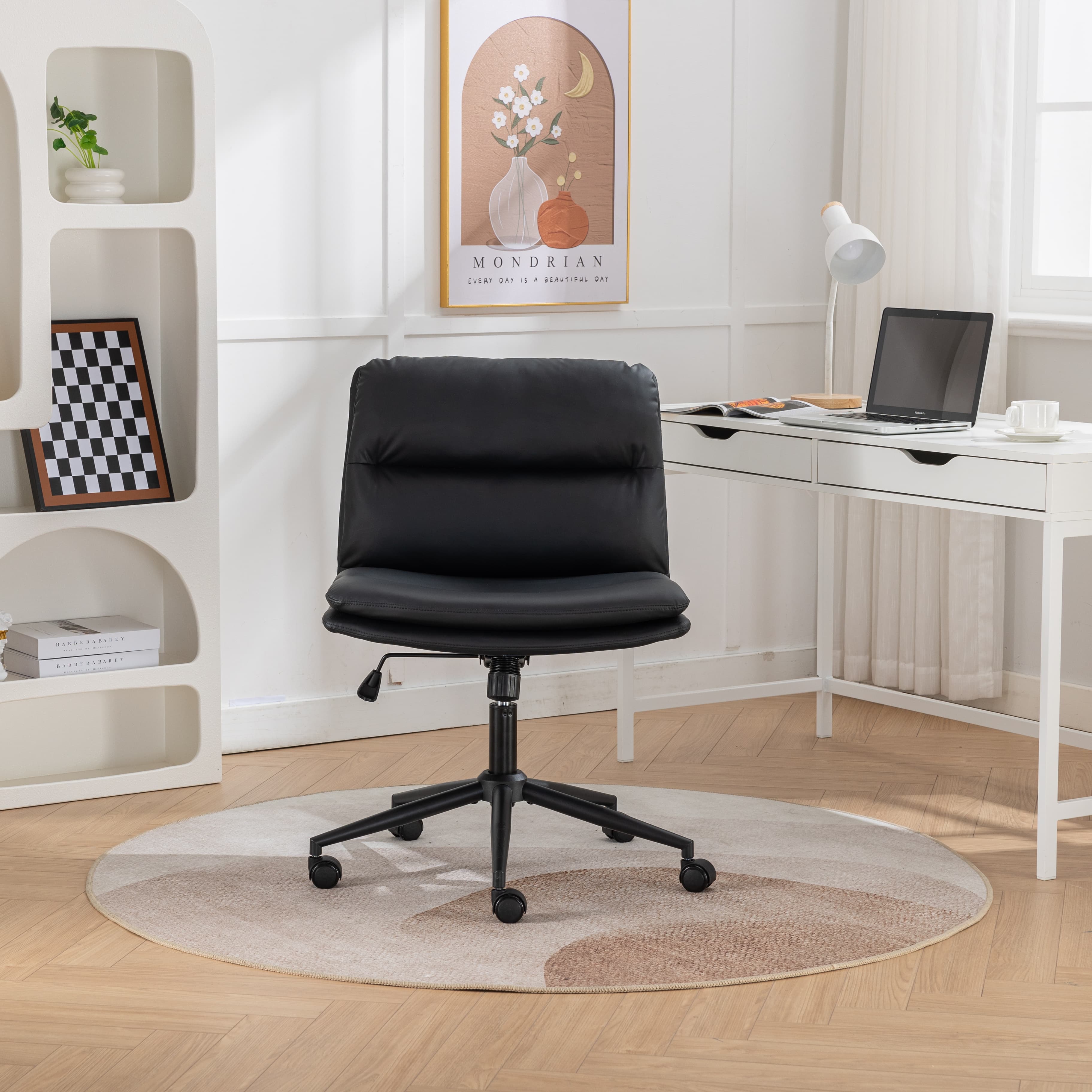 Adjustable Swivel Criss-Cross Chair with Wide Seat