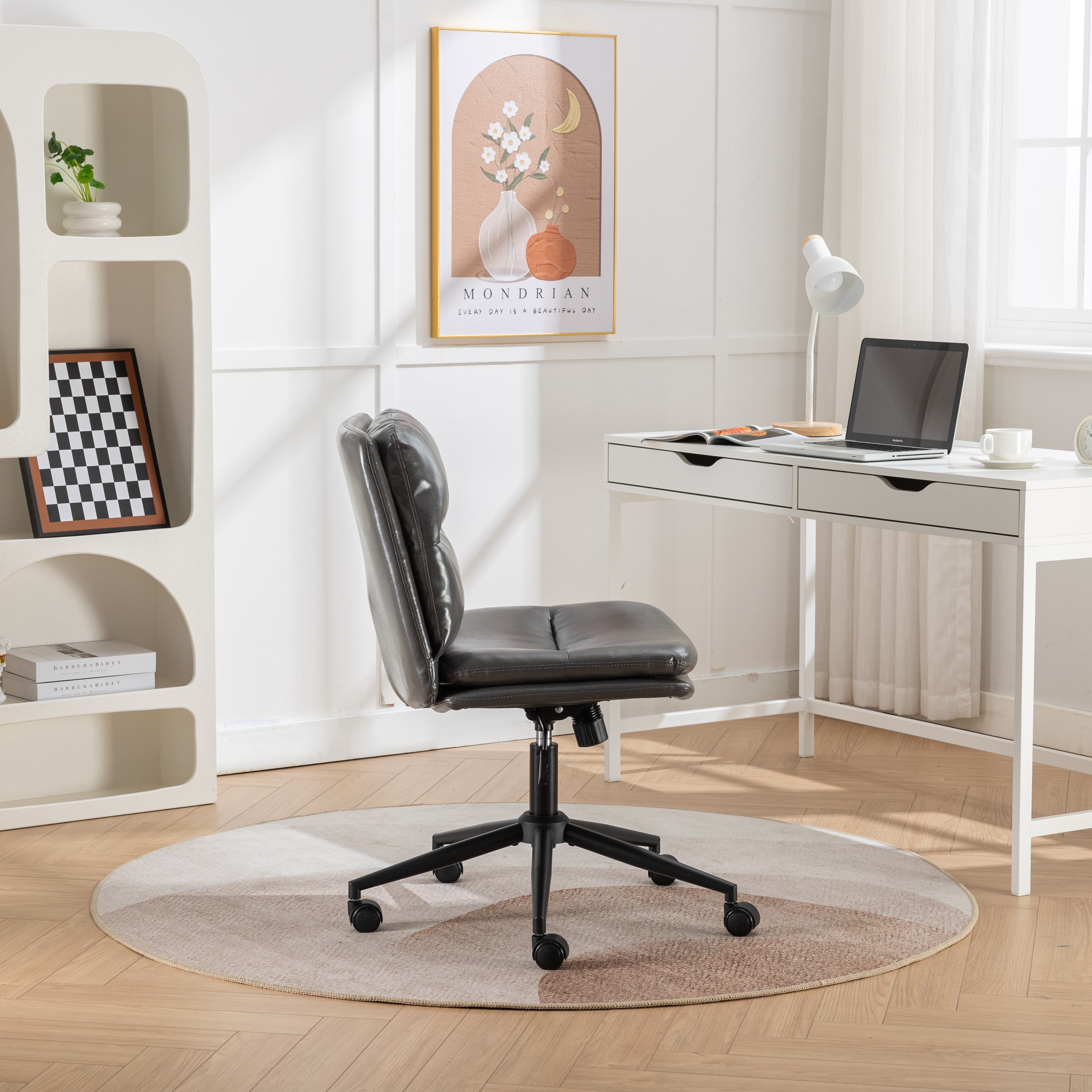 Adjustable Swivel Criss-Cross Chair with Wide Seat