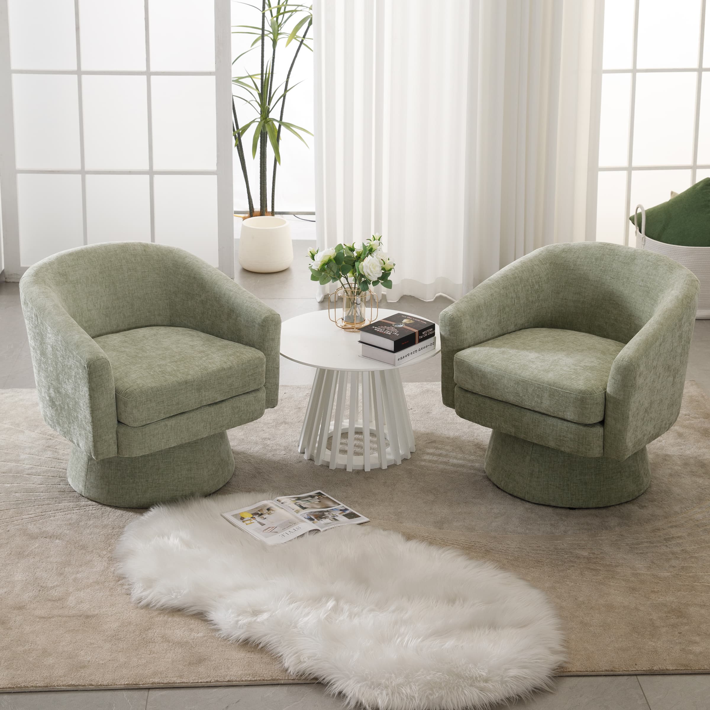 ROCITY Barrel Swivel Accent Chair 1 PCS - 3057AC