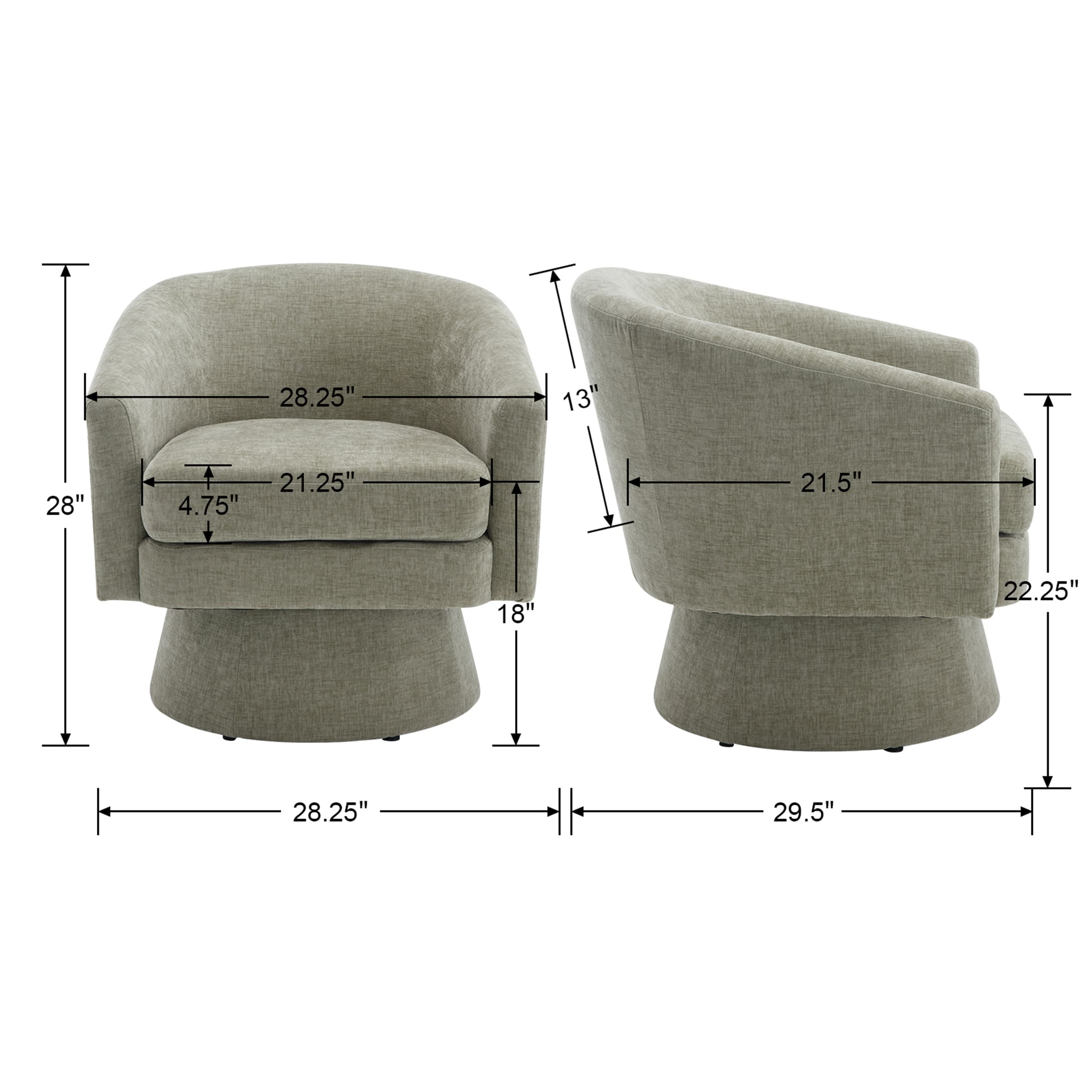 ROCITY Barrel Swivel Accent Chair 1 PCS - 3057AC