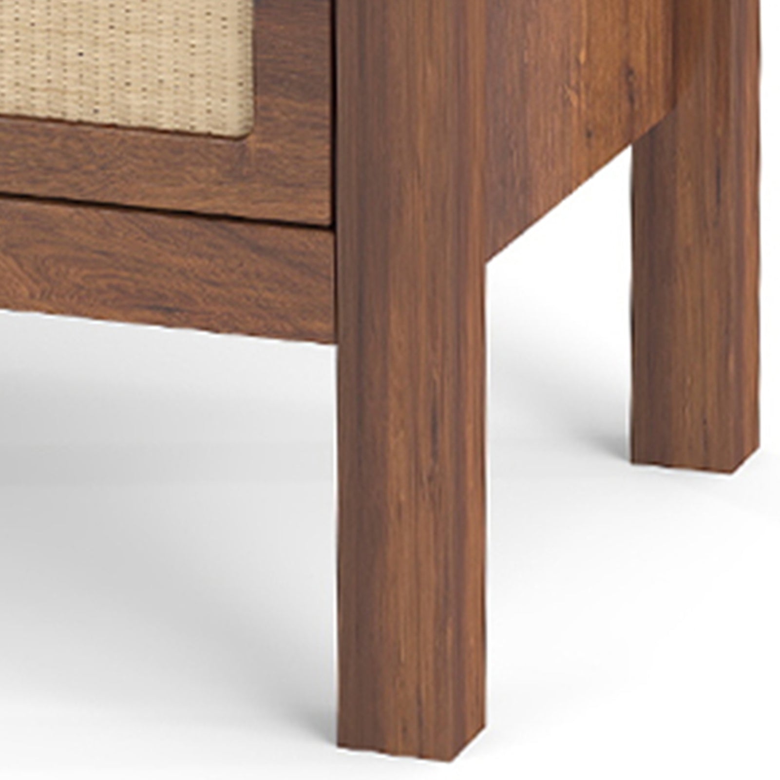 Modern Rattan Accent Nightstand 3 Drawer Wood Bedside Table End Chest