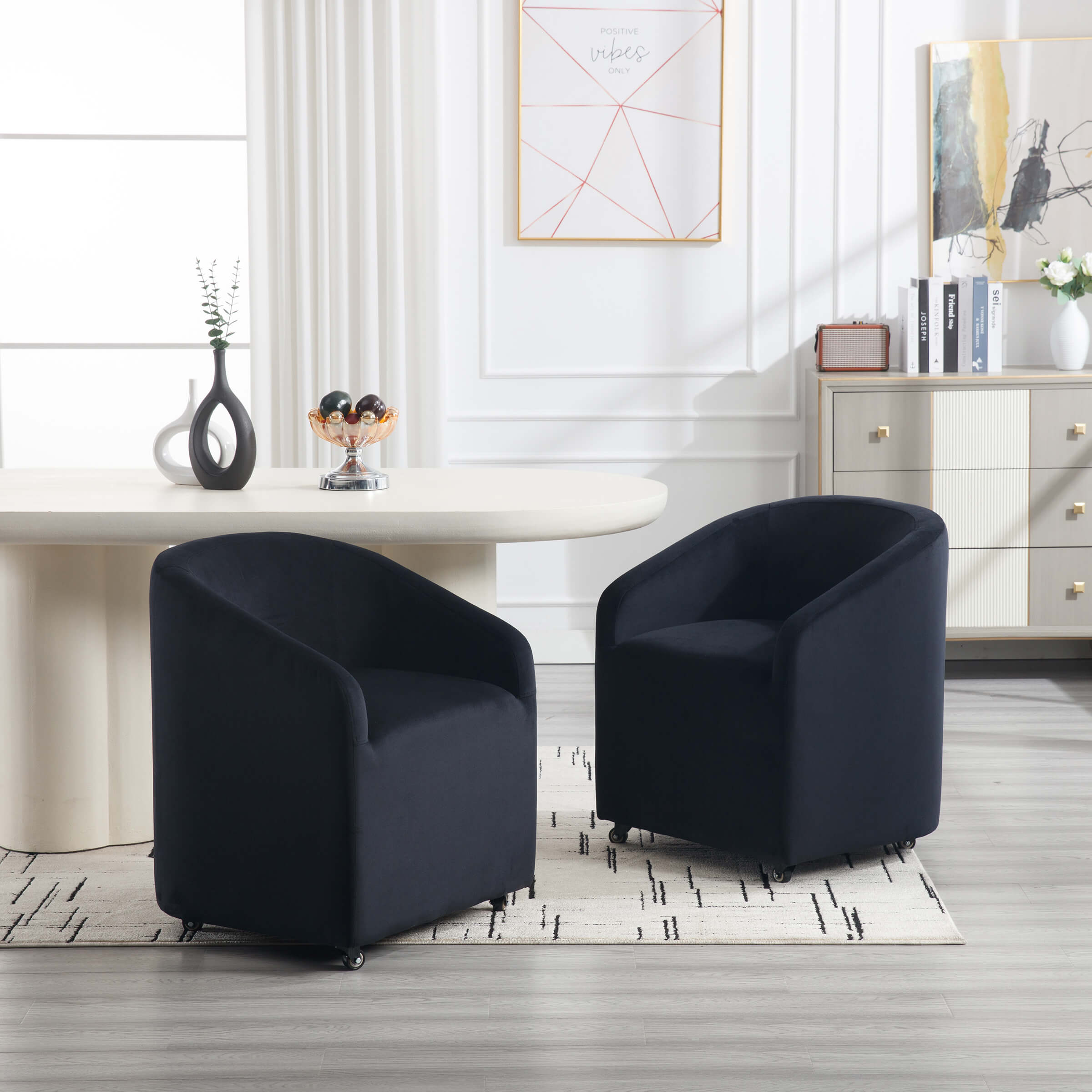 CIMOTA Barrel Dining Chair with Swivel Wheels 1 PCS - X297DC