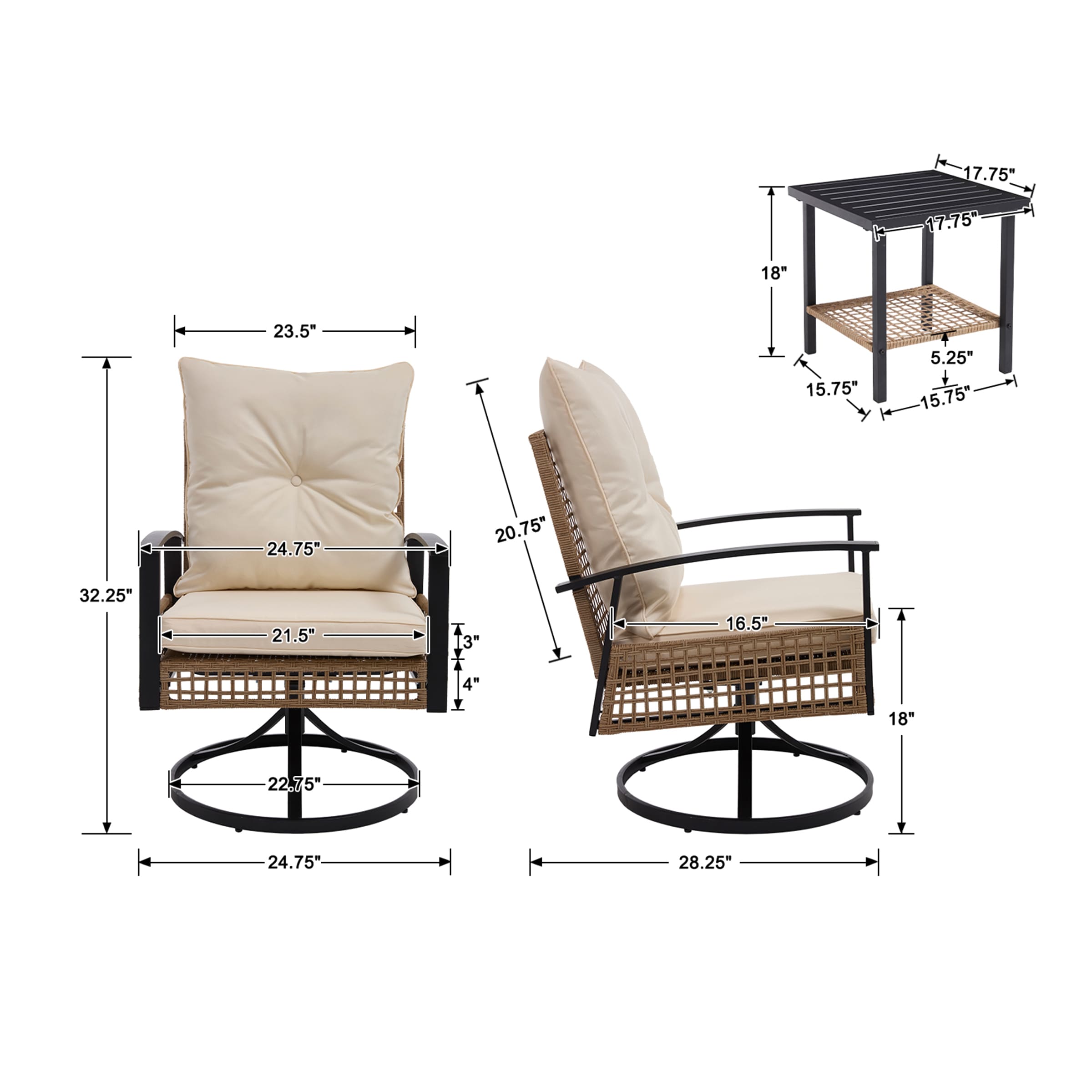 EALSON 3 Pieces Patio Bistro Set - X114SE