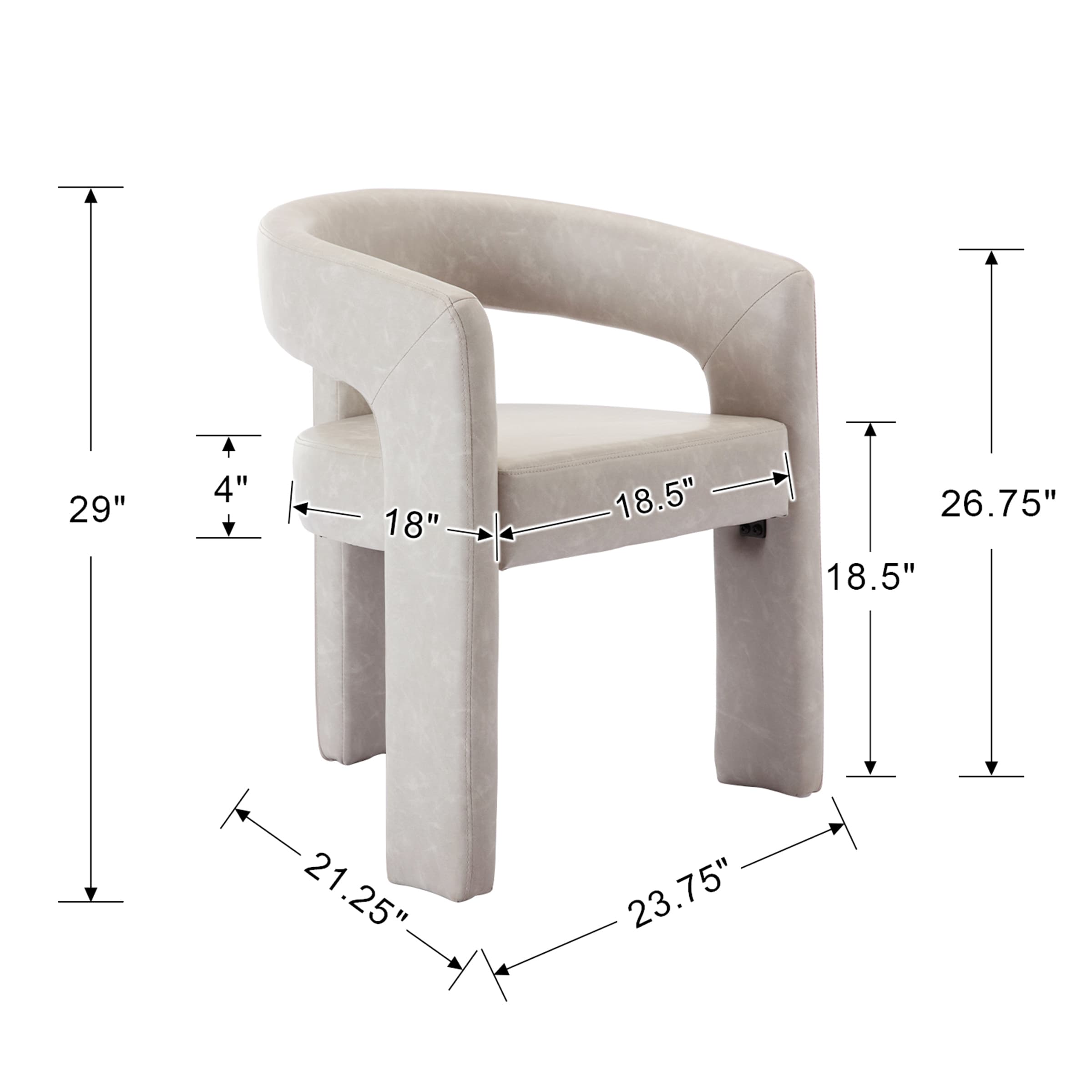 VESCASA Open Back Barrel Dining Chair 1 PCS - 5101DC