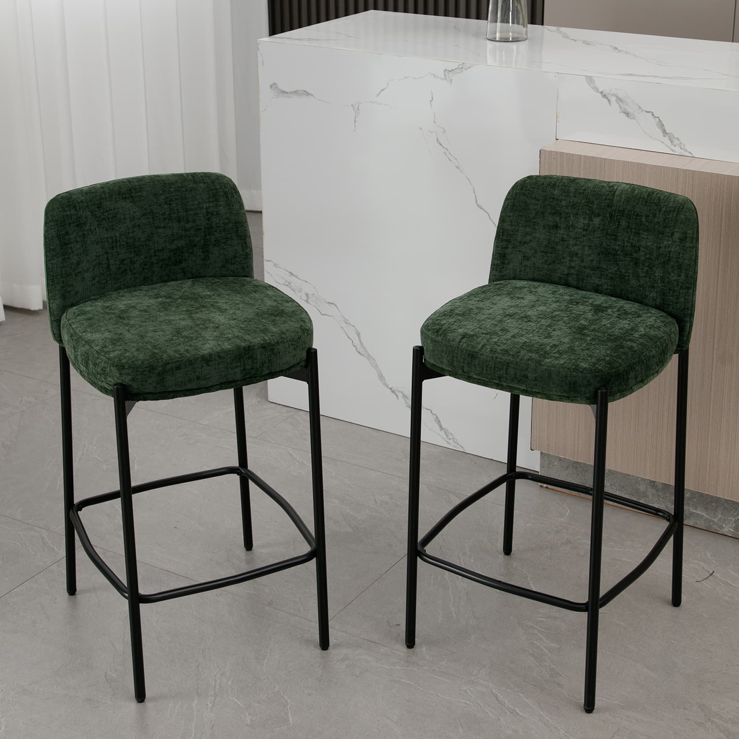ROCITY 26"H White Boucle Bar Stools Set of 2 - 23727CS