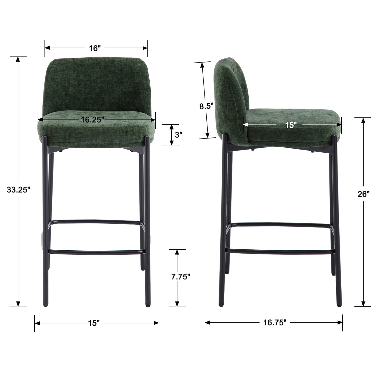 ROCITY 26"H White Boucle Bar Stools Set of 2 - 23727CS