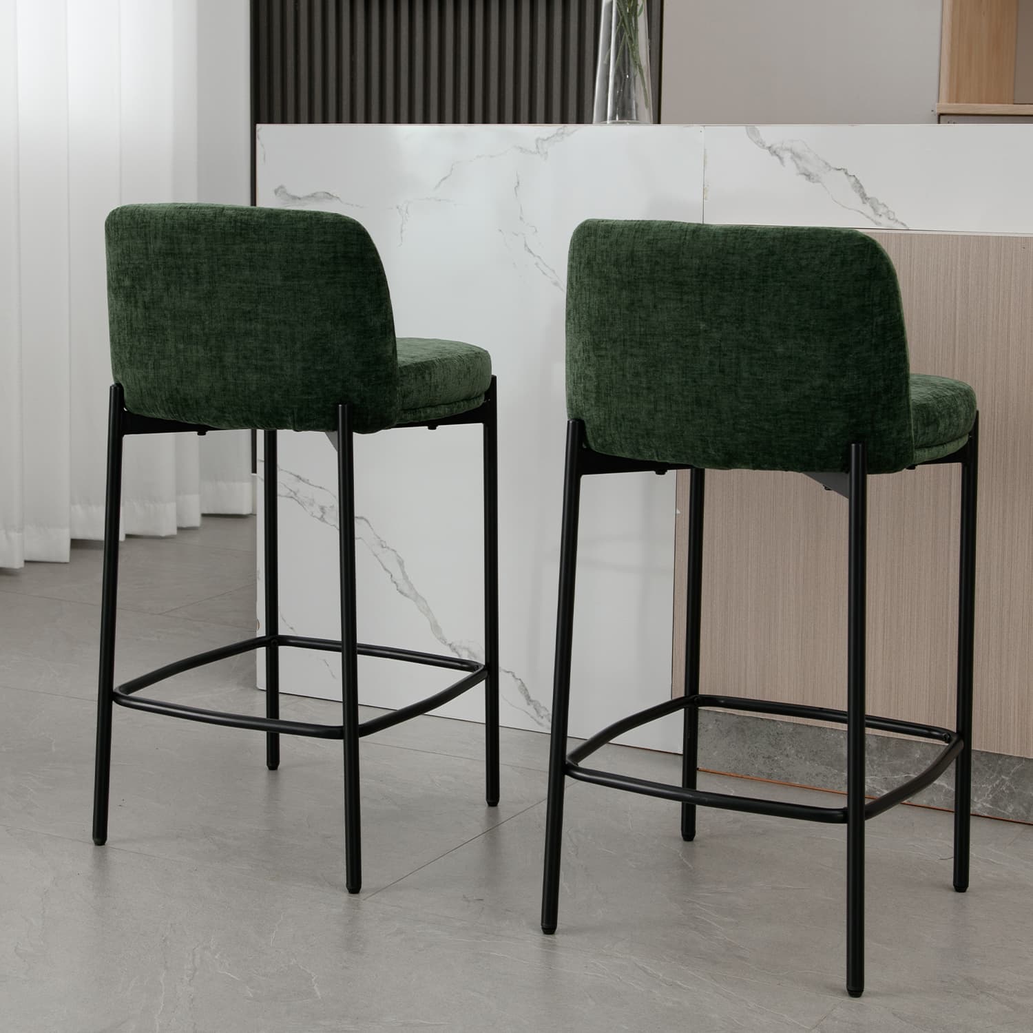ROCITY 26"H White Boucle Bar Stools Set of 2 - 23727CS