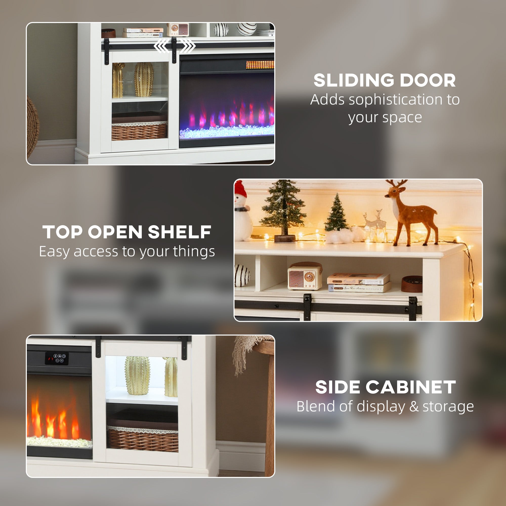 Electric Fireplace TV Stand for 65-80 Inch TVs