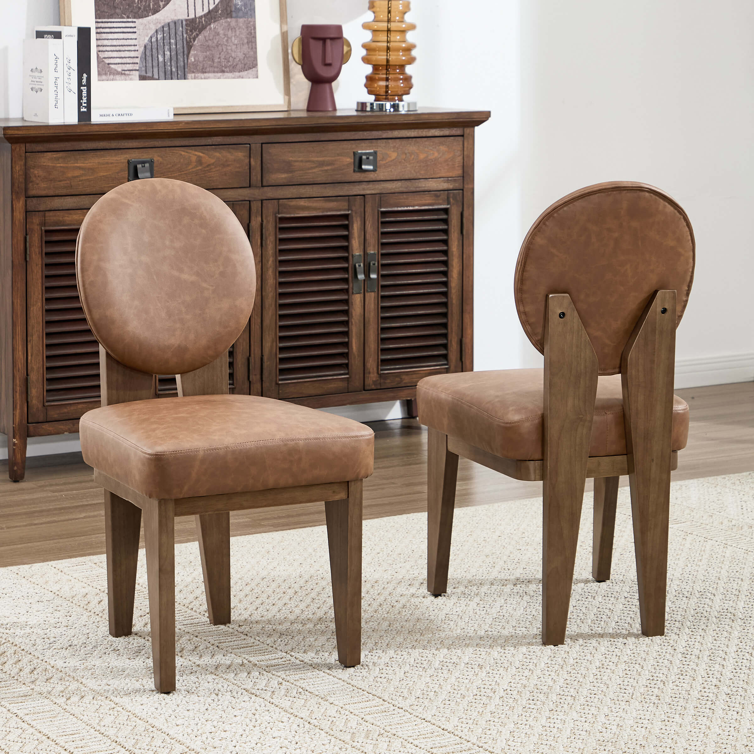 ZH4YOU Mid-Century Modern Walnut Dining Chairs Set of 2 - 10090DC