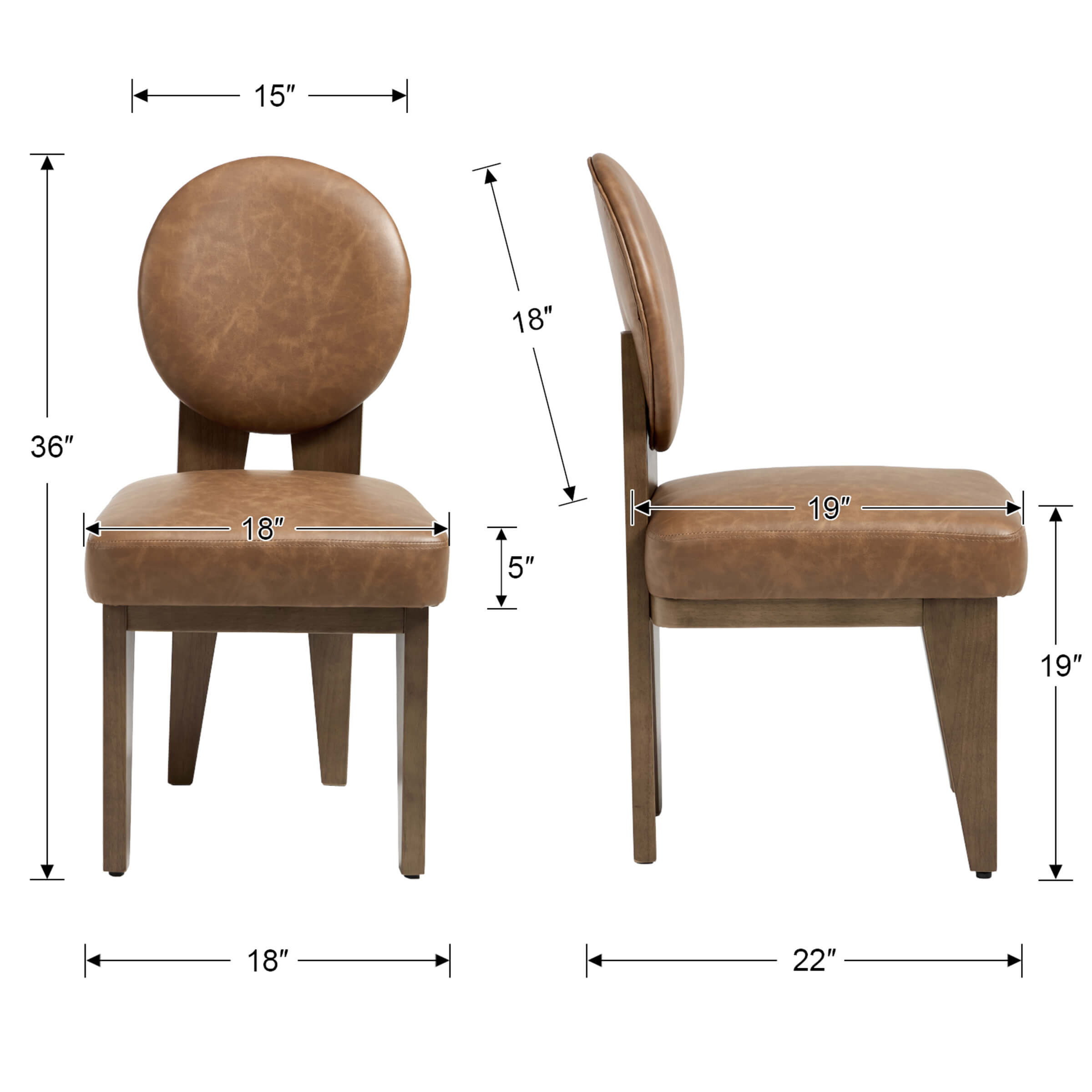 ZH4YOU Mid-Century Modern Walnut Dining Chairs Set of 2 - 10090DC