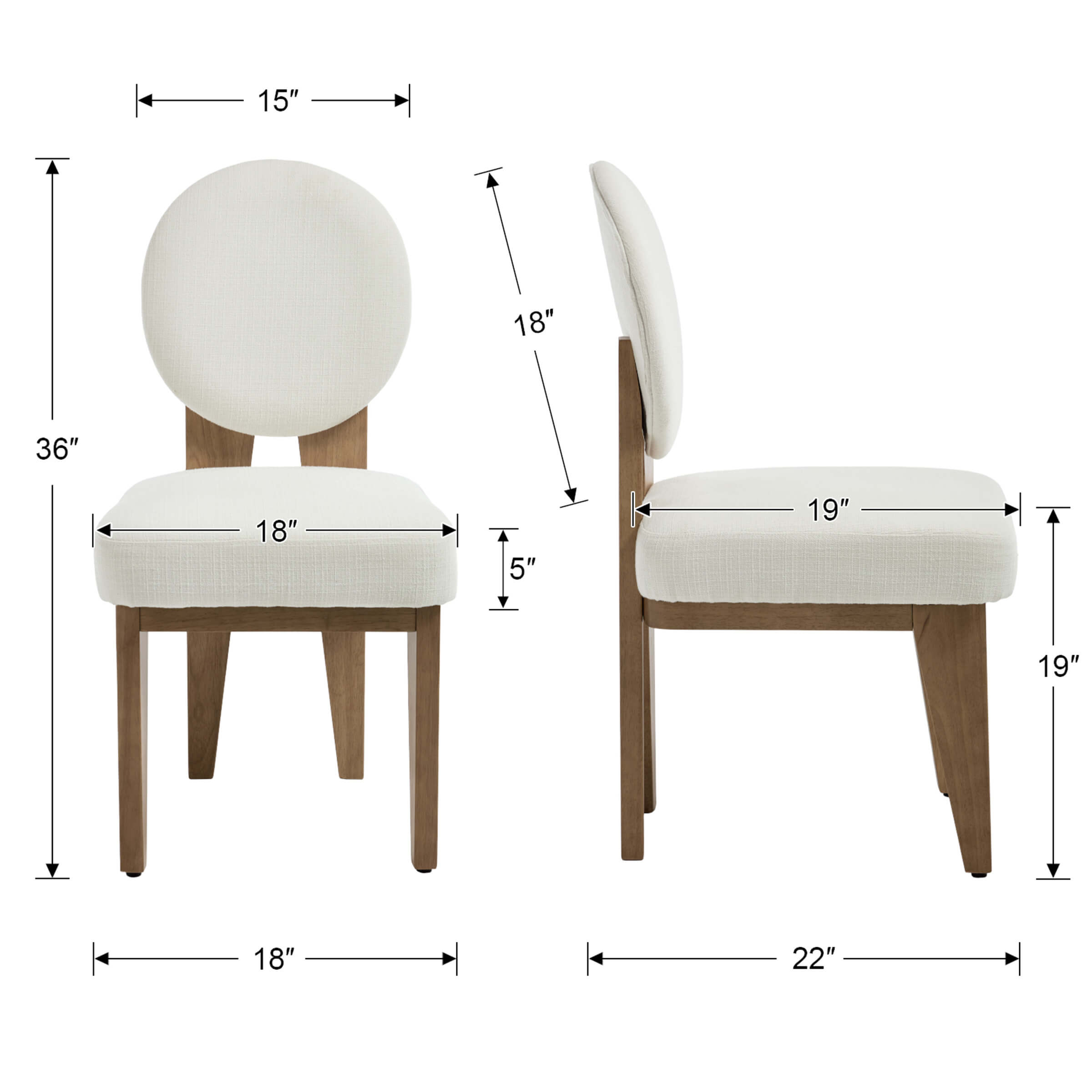 ZH4YOU Mid-Century Modern Walnut Dining Chairs Set of 2 - 10090DC