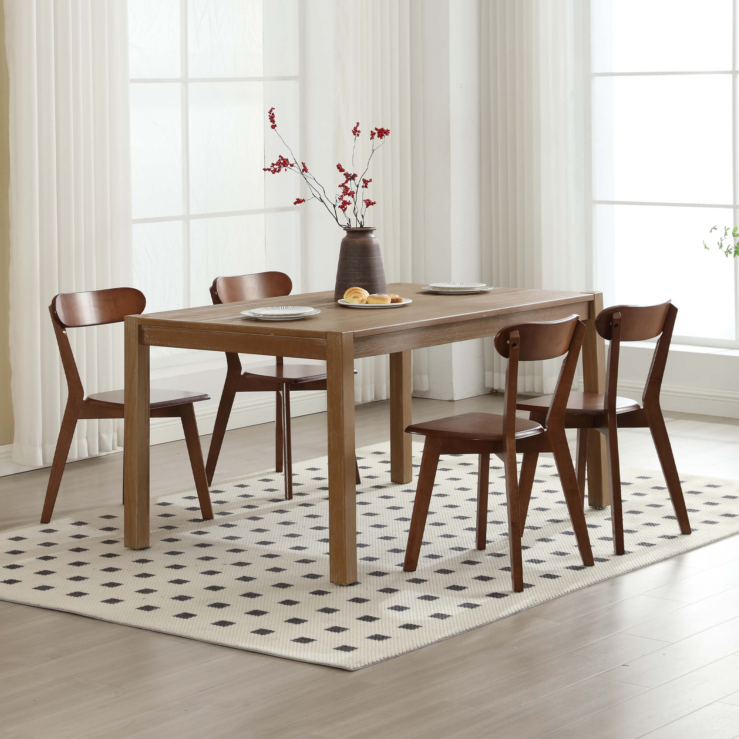 Kmax Oak Wood Dining Chairs Set of 4 - X016DC