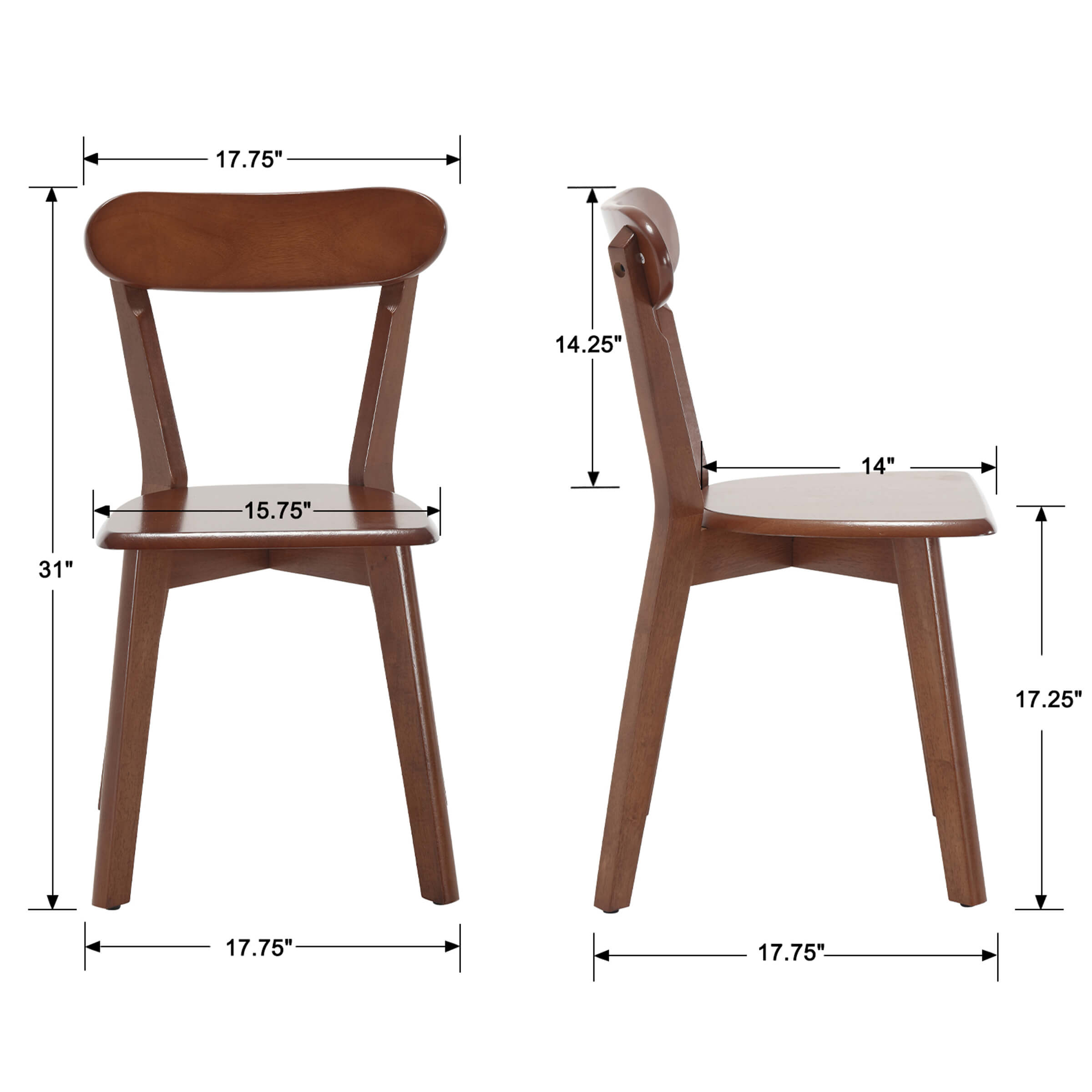 Kmax Oak Wood Dining Chairs Set of 4 - X016DC