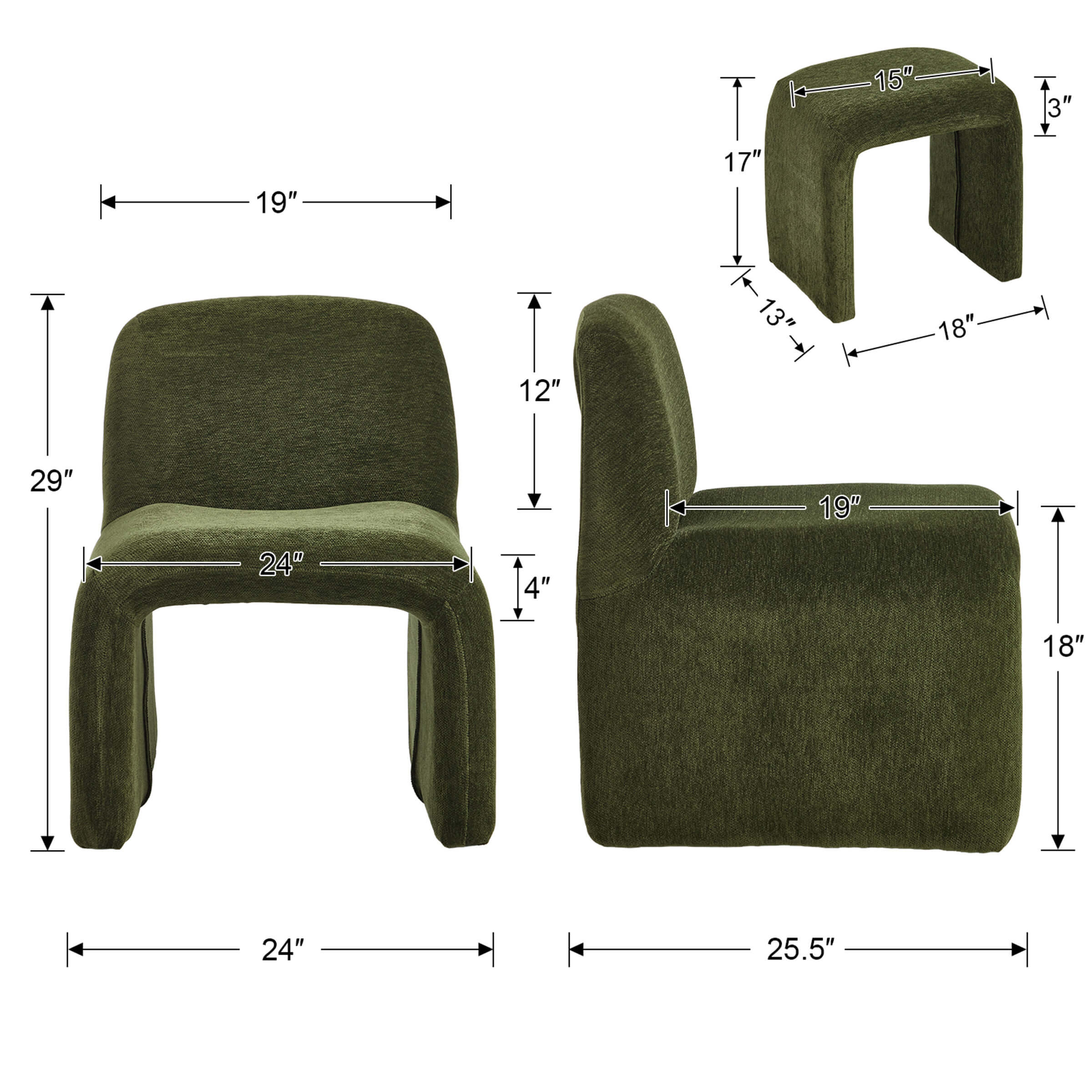 Chenille Accent Chair with Ottoman - 5010AO