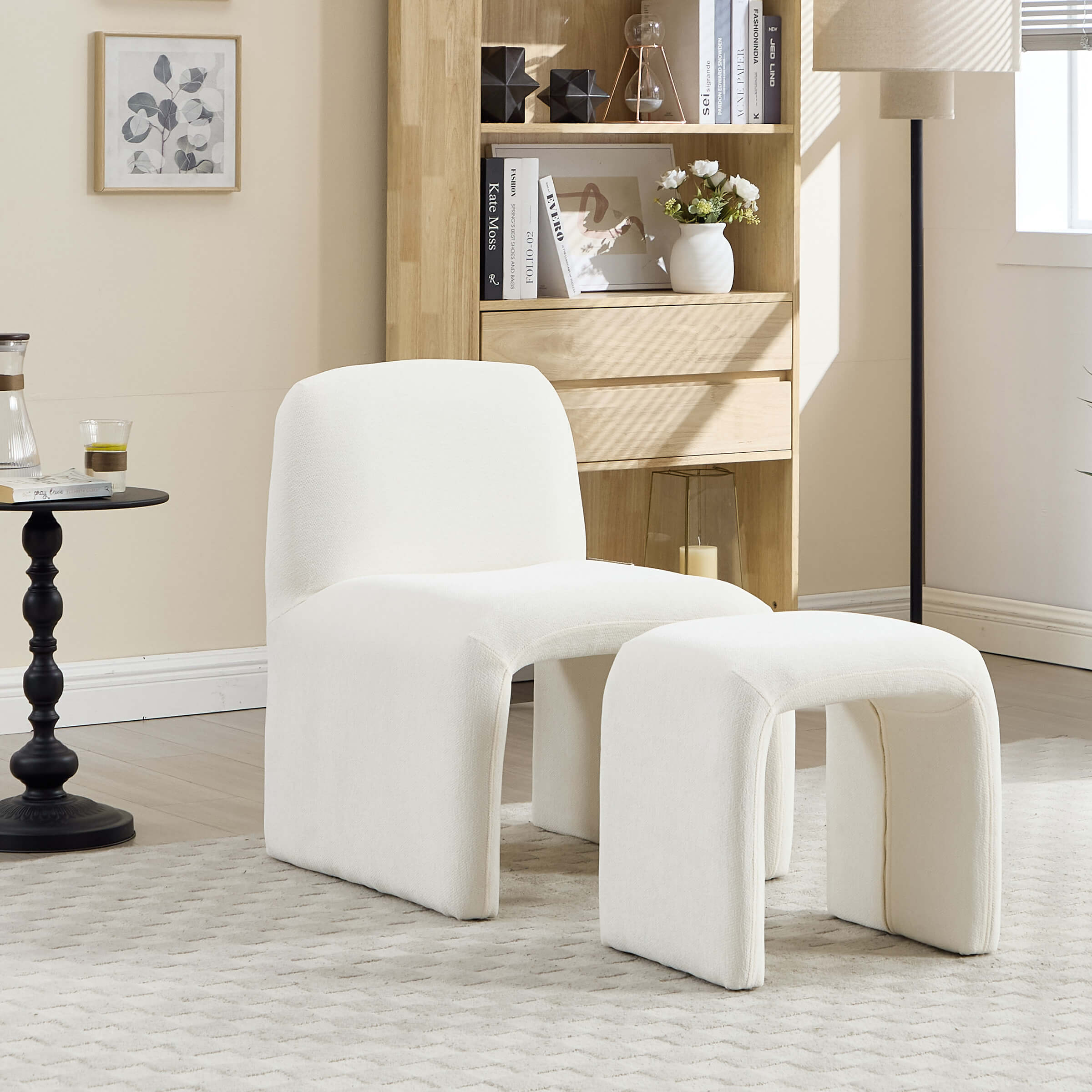 Chenille Accent Chair with Ottoman - 5010AO