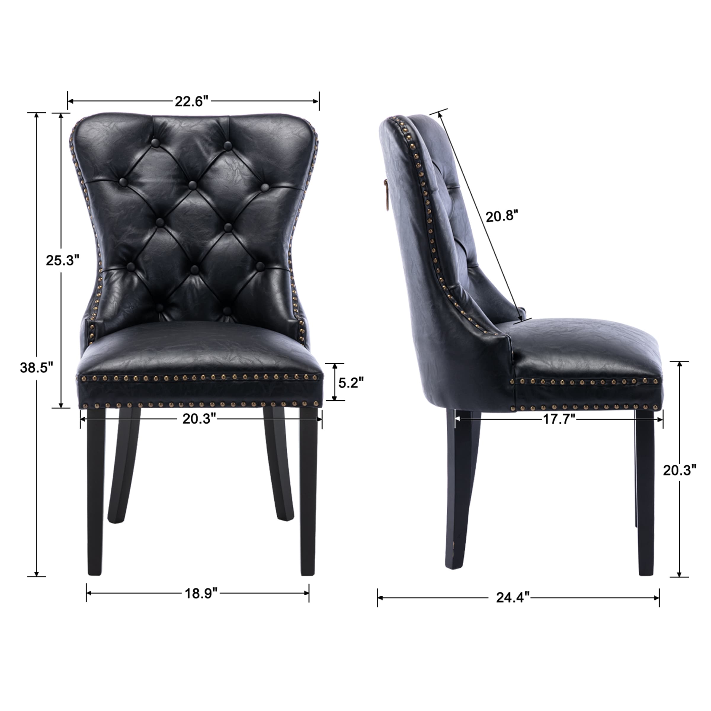Kmax Mufted Leather Dining Chairs Set of 2 - 1029DC