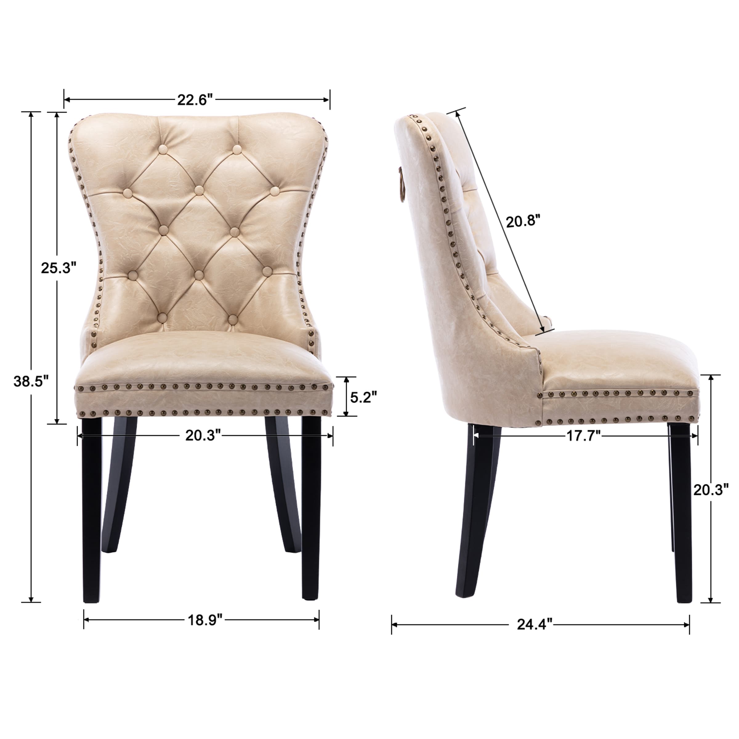 Kmax Mufted Leather Dining Chairs Set of 2 - 1029DC