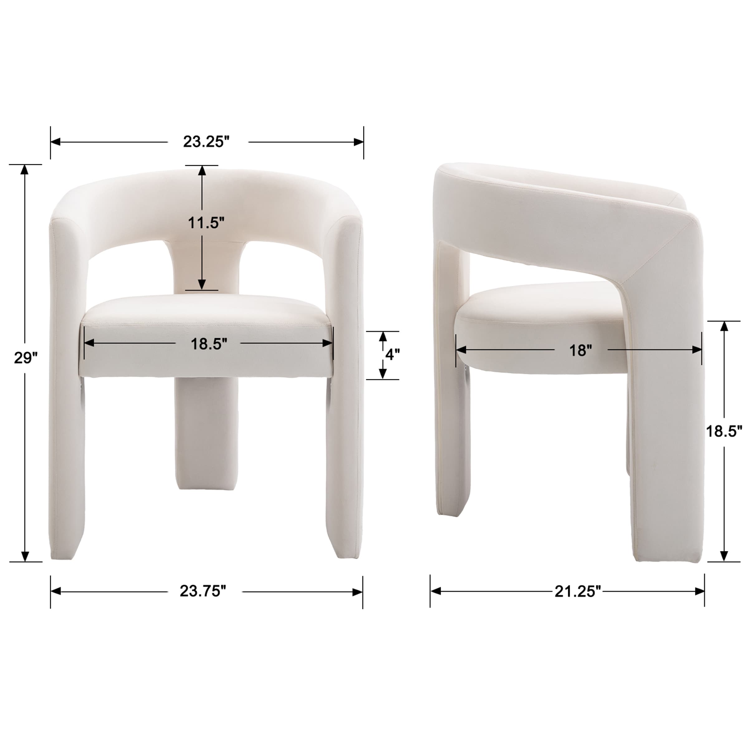 VESCASA Open Back Barrel Dining Chair 1 PCS - 5101DC
