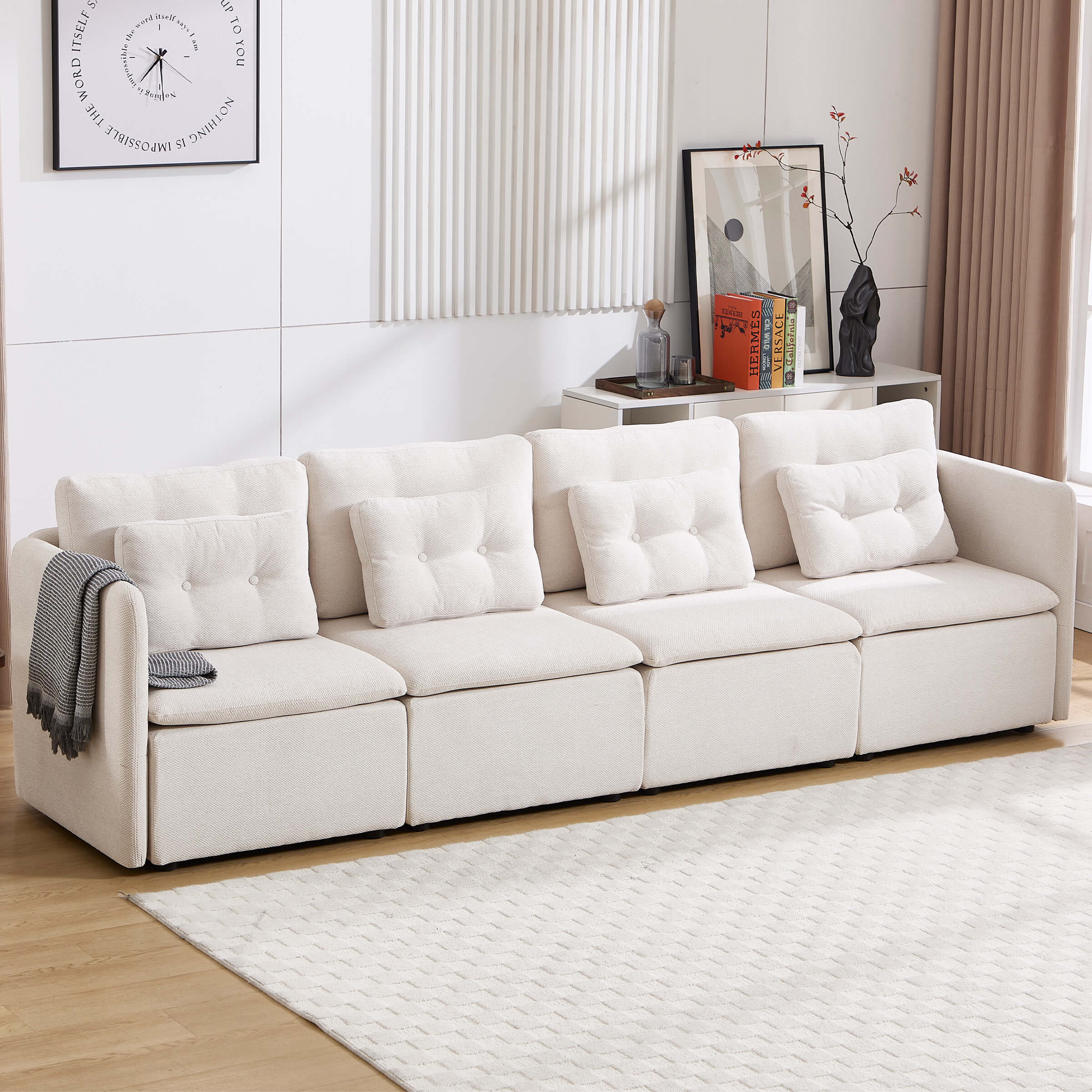 VESCASA Chenille 56.5" Modular Sectional Sofa with Waist Pillow - 90041SF