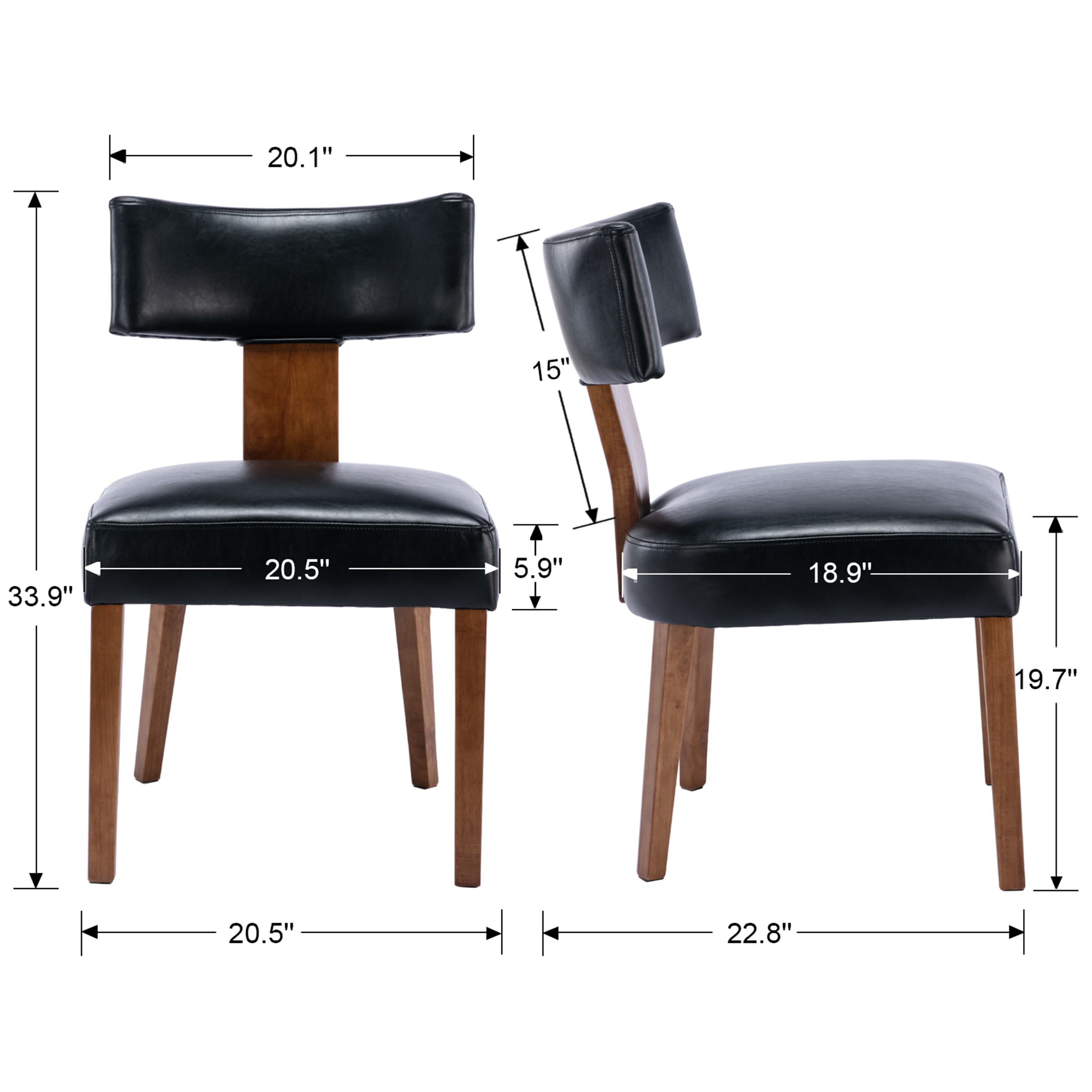 CIMOTA Classic Curved Open Back Dining Chairs Set of 2 - 1670&1917&1918