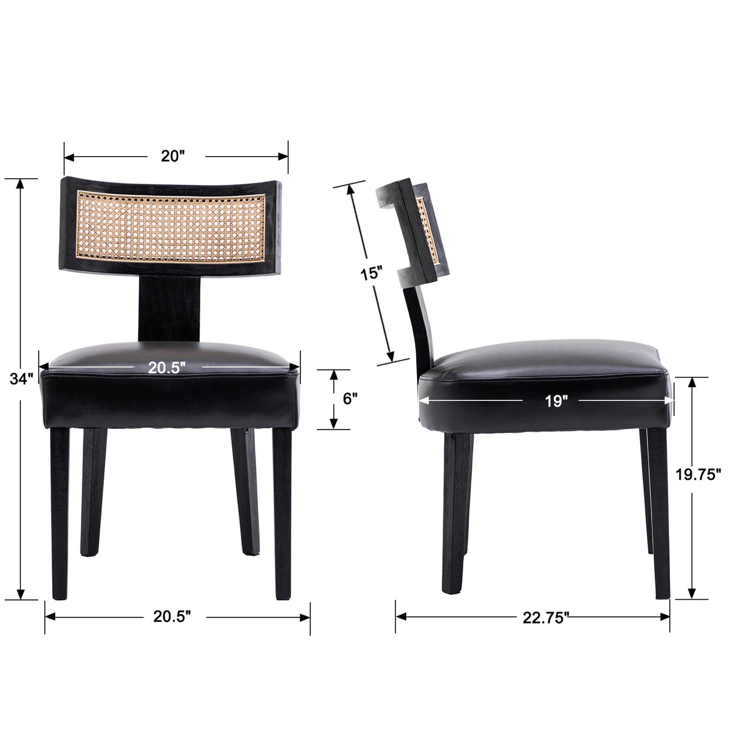 CIMOTA Classic Curved Open Back Dining Chairs Set of 2 - 1670&1917&1918