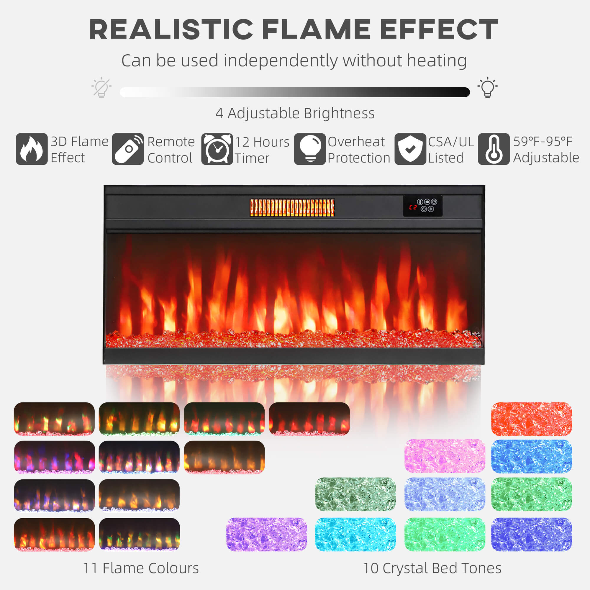 Electric Fireplace TV Stand for 65-80 Inch TVs