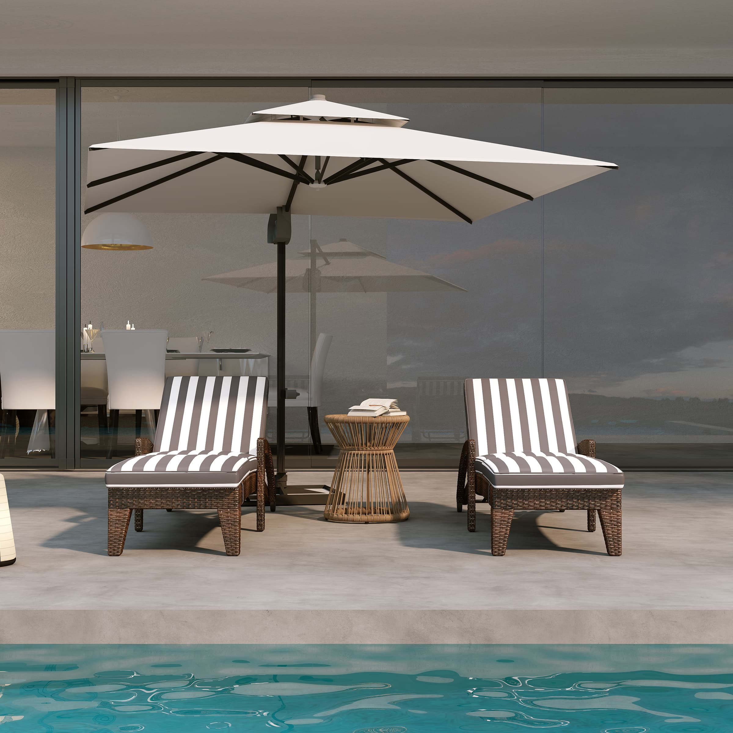 ROCITY Lounge Outdoor Chairs with Wheels Set of 2 - 2401RO