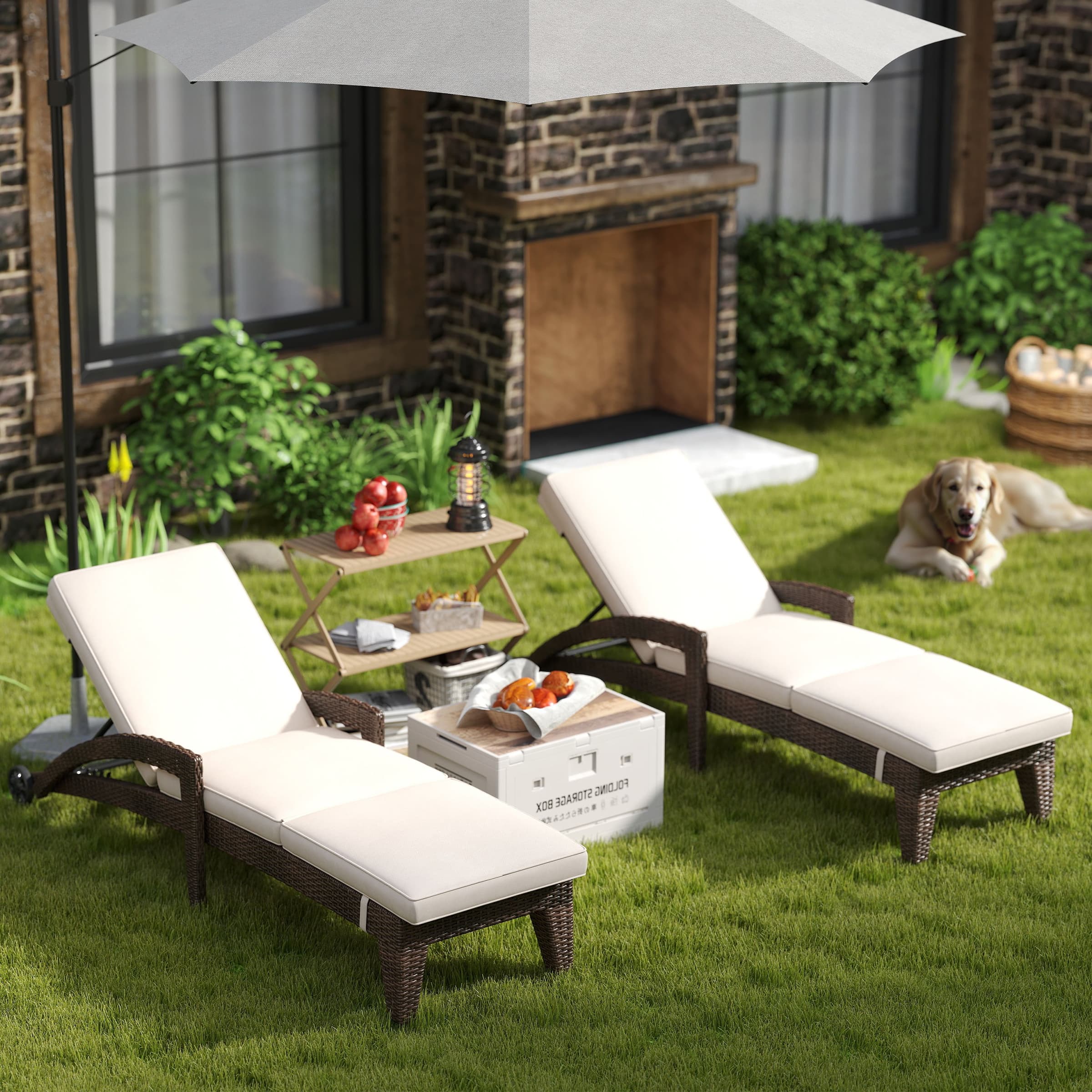 ROCITY Lounge Outdoor Chairs with Wheels Set of 2 - 2401RO