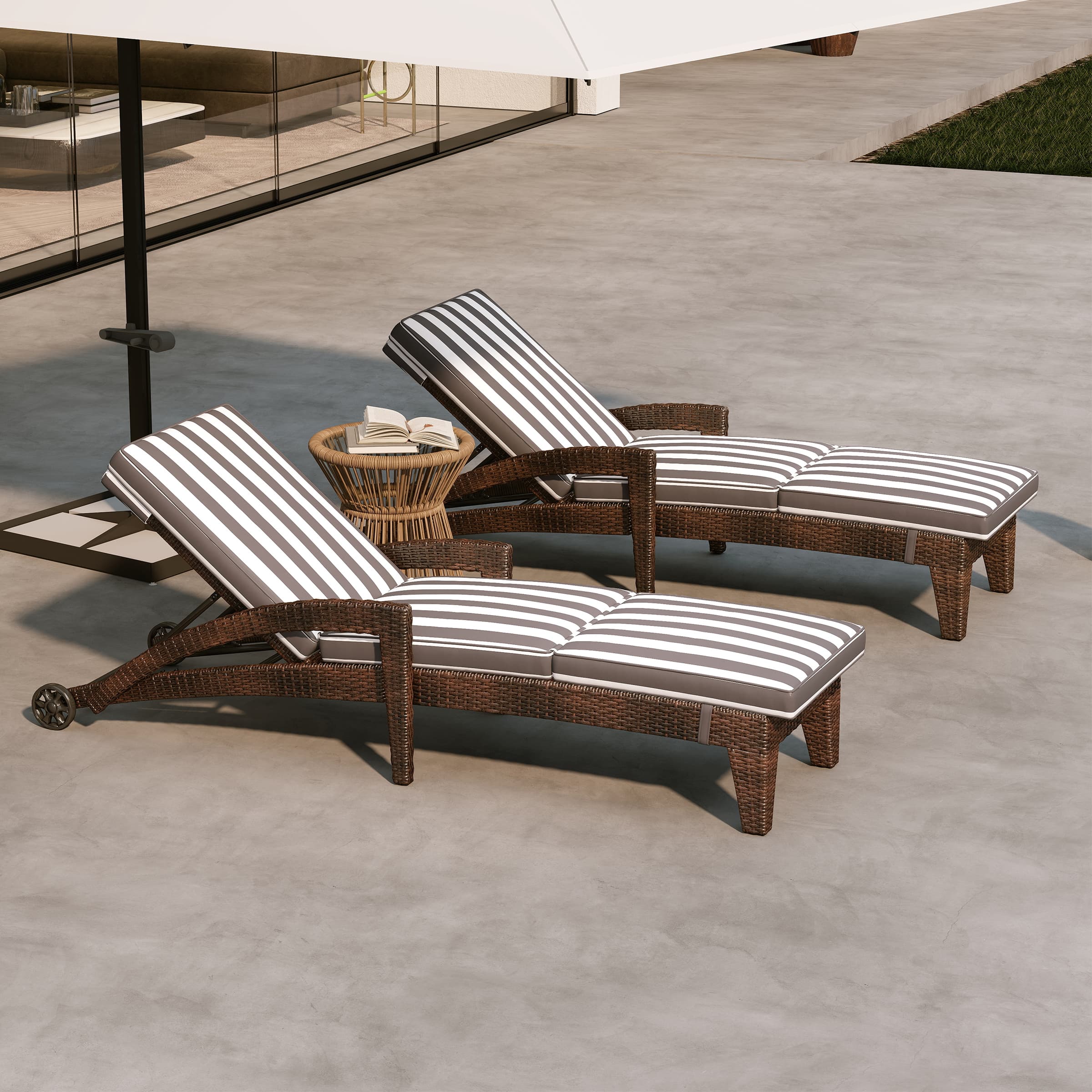 ROCITY Lounge Outdoor Chairs with Wheels Set of 2 - 2401RO